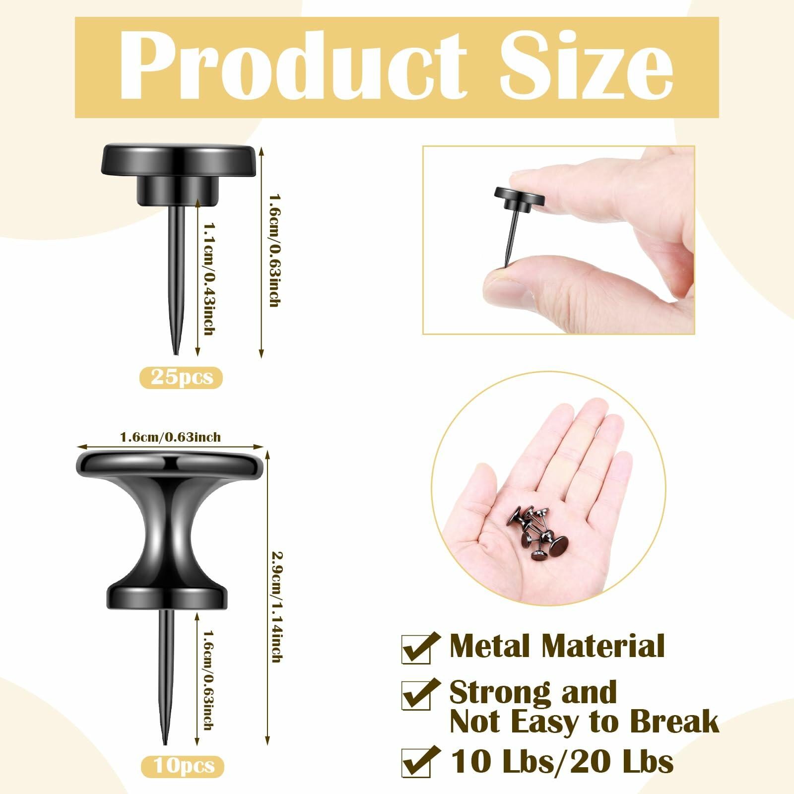 auroray Metal Push Pins Double Headed Large Black 35 Pieces