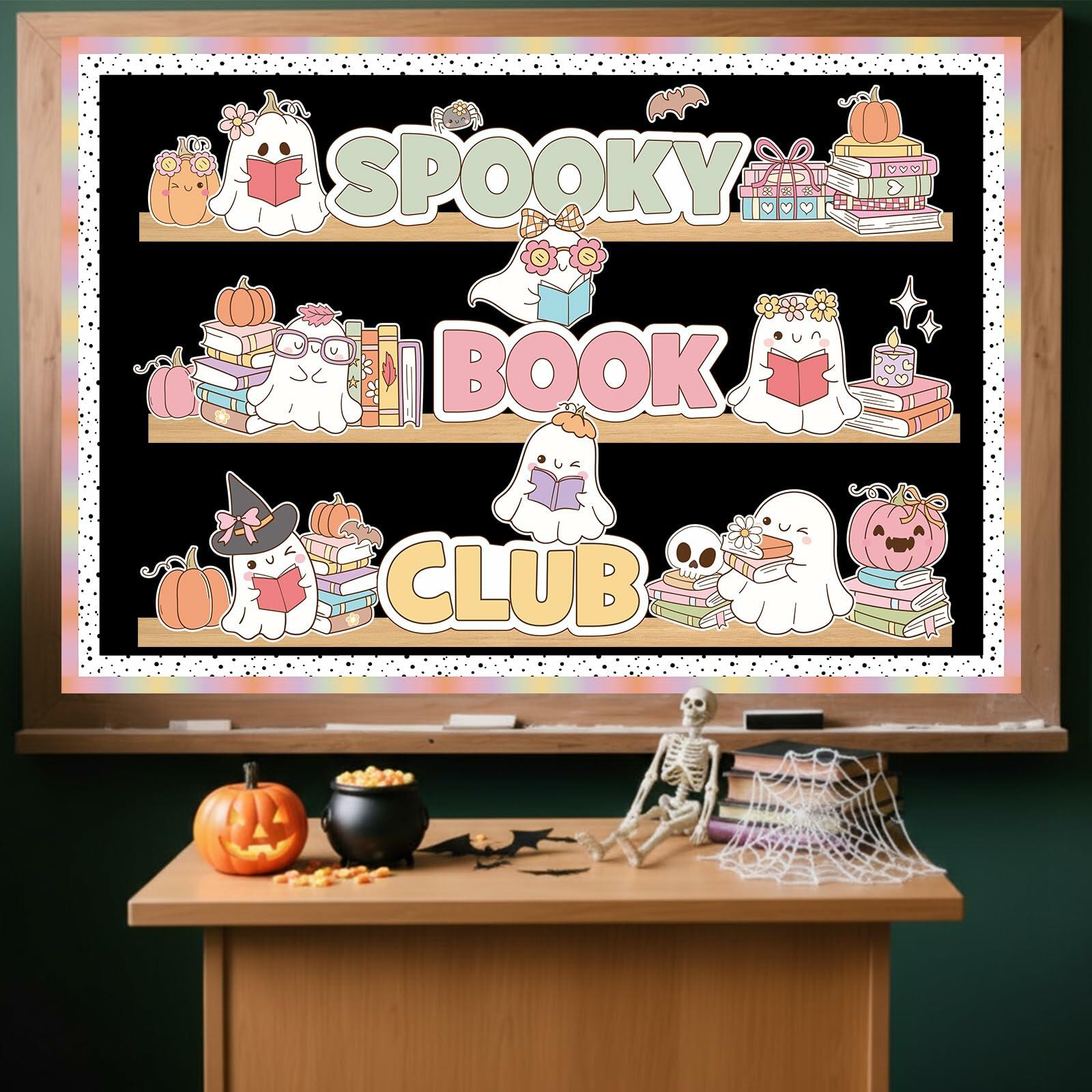 Pasimy Spooky Book Club Bulletin Board Set Ghost Halloween Classroom Decor