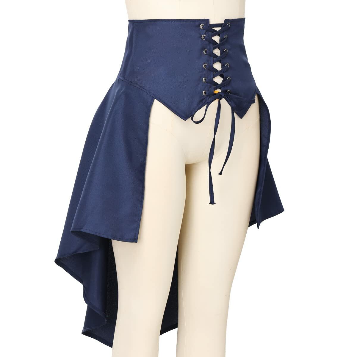 COSDREAMER Steampunk Women's Ruffle Pirate Skirt Waist Belt Blue Size XS