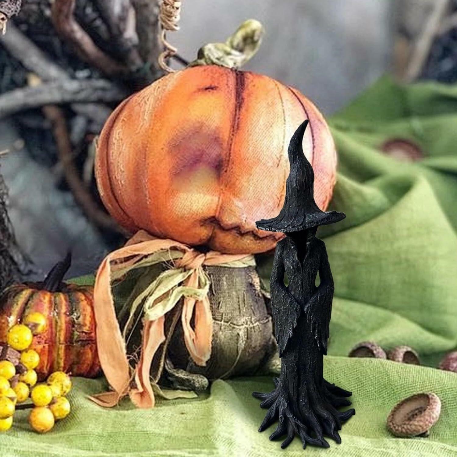 ZENNITHON Witch Statue Resin Black Halloween Collectible Spooky Display