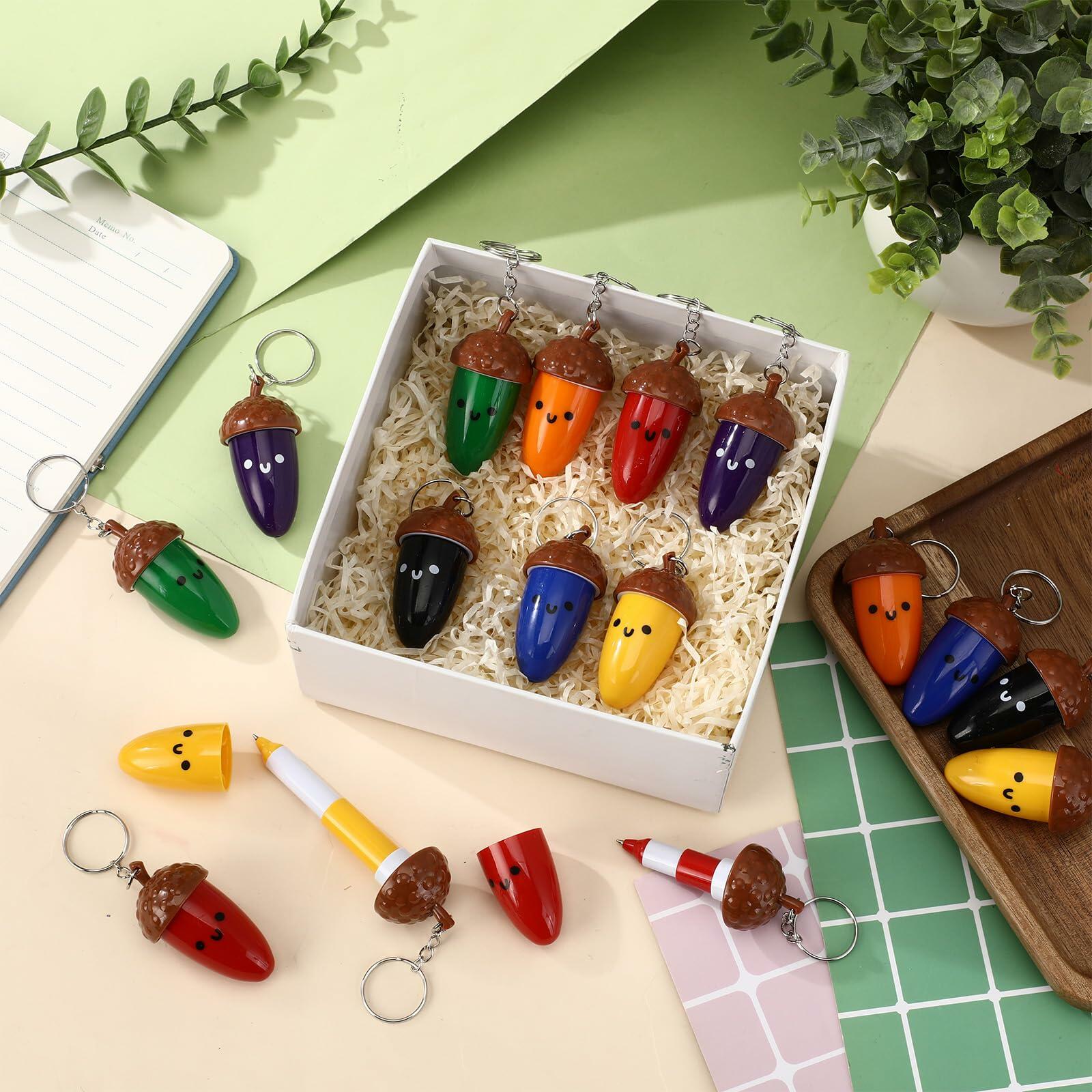 Sayglossy 21 Pcs Mini Acorn Cartoon Retractable Ballpoint Pens Bulk Cute Fall