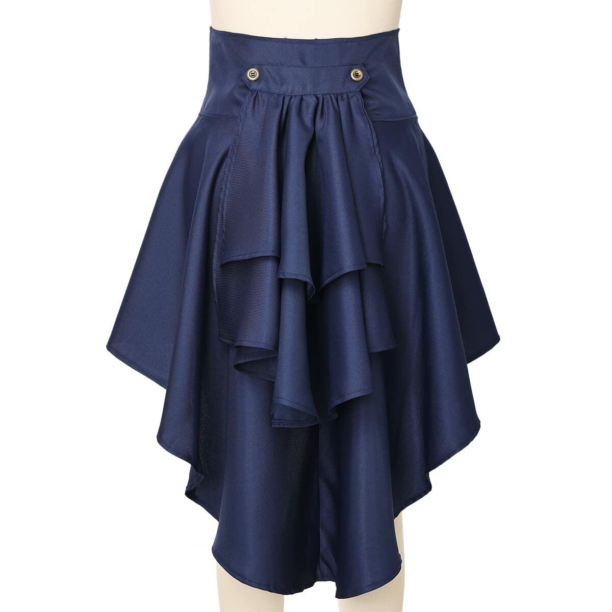 COSDREAMER Steampunk Women's Ruffle Pirate Skirt Waist Belt Blue Size XS
