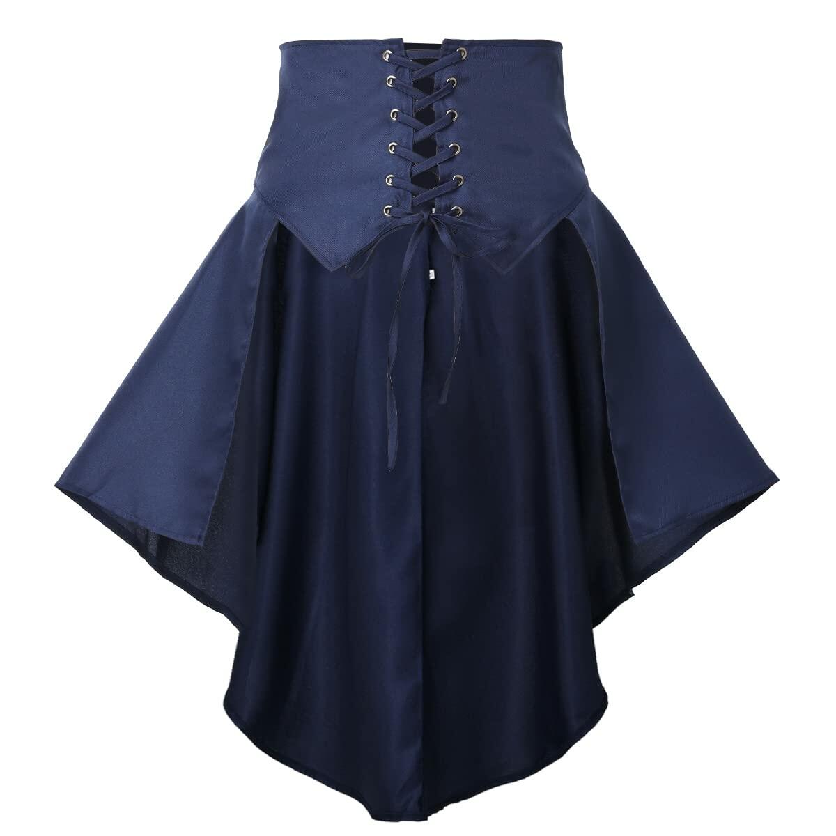 COSDREAMER Steampunk Women's Ruffle Pirate Skirt Waist Belt Blue Size XS