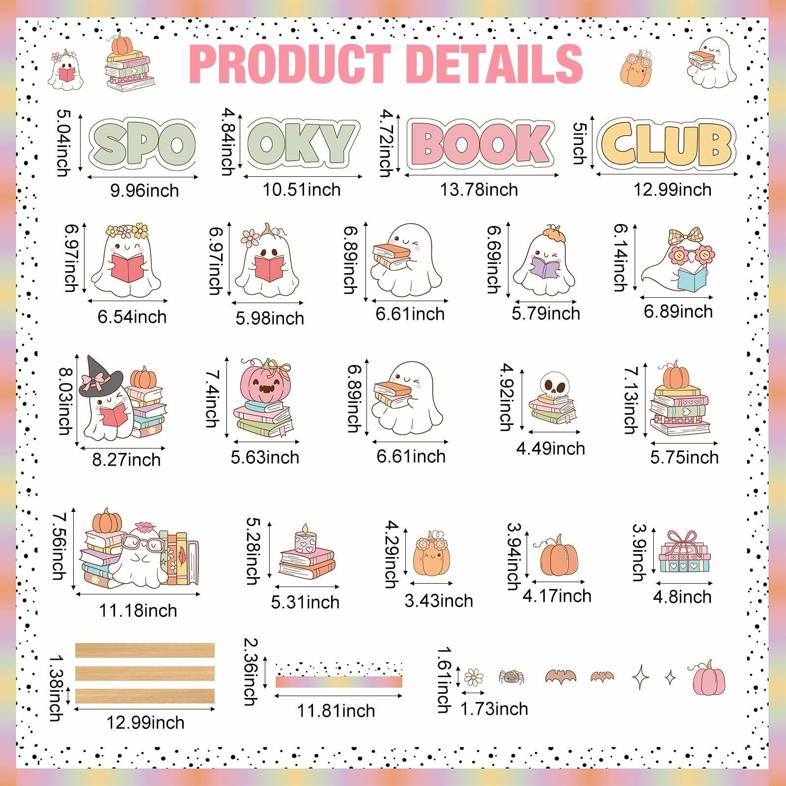 Pasimy Spooky Book Club Bulletin Board Set Ghost Halloween Classroom Decor