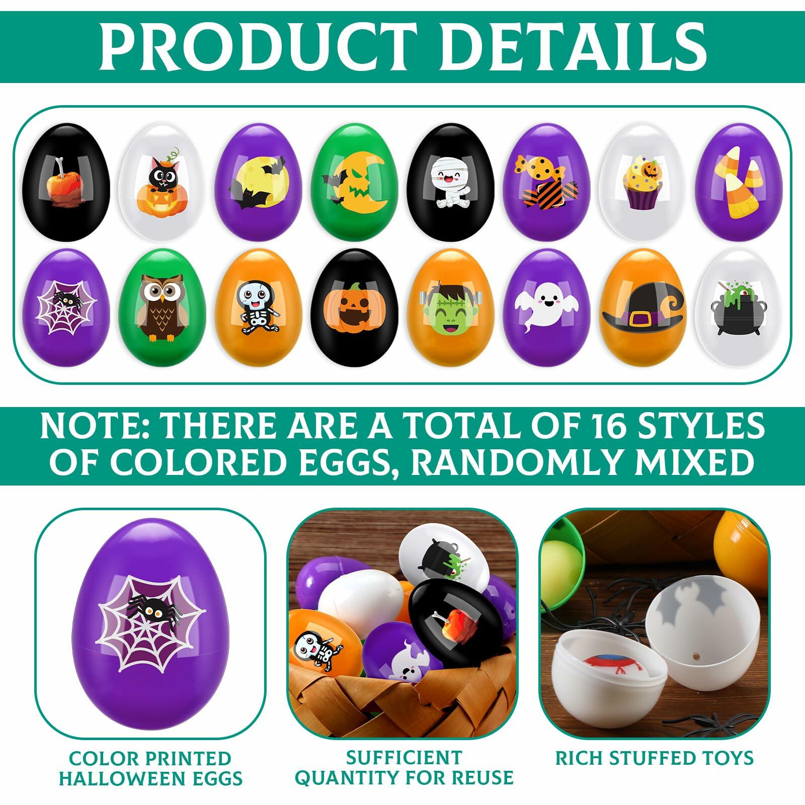 Fulmoon Halloween Plastic Skeleton Eggs Spiders Party Supplies 164 Pcs Orange