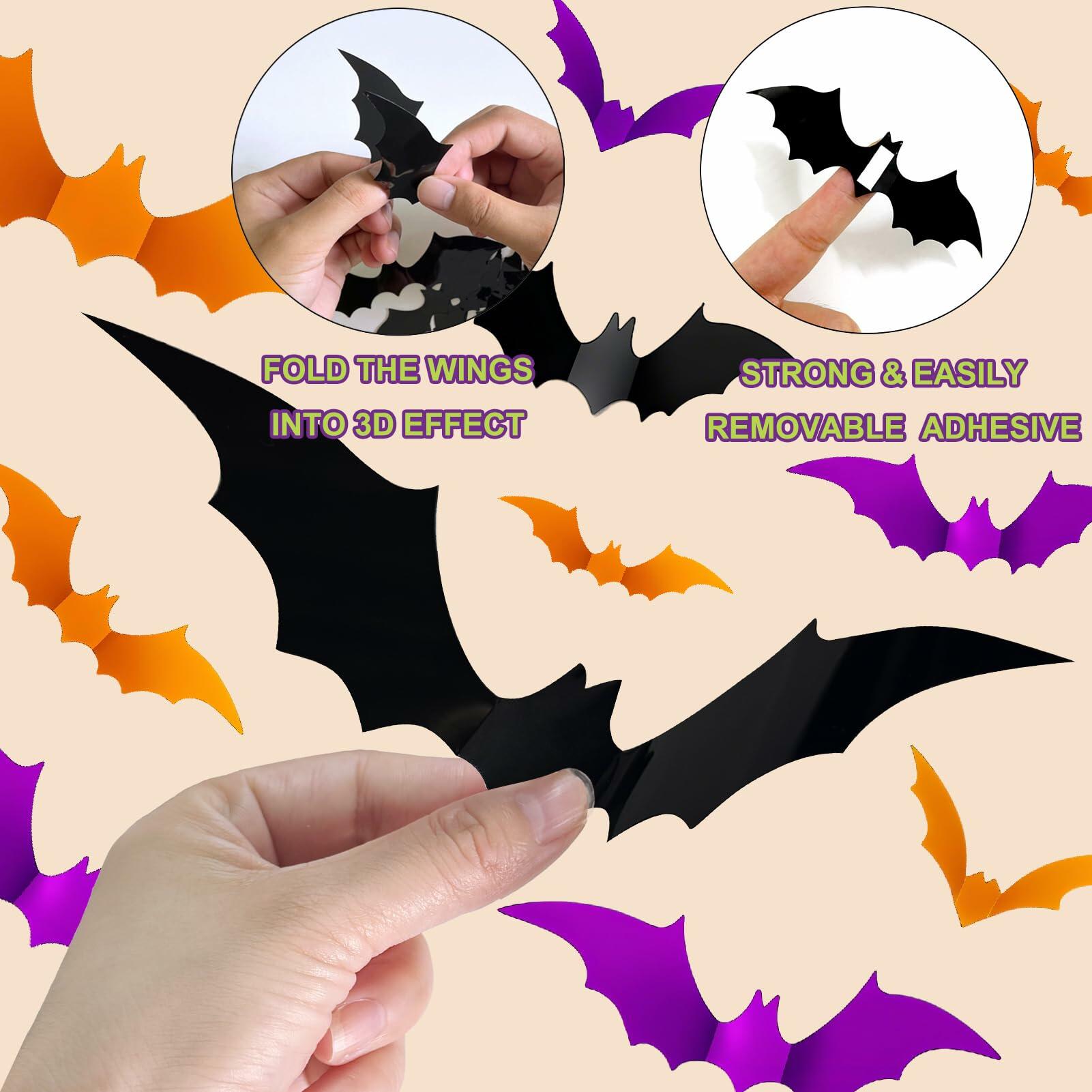 Fxozru Spooky Halloween Banner Bats Sticker Pink Purple Black Orange