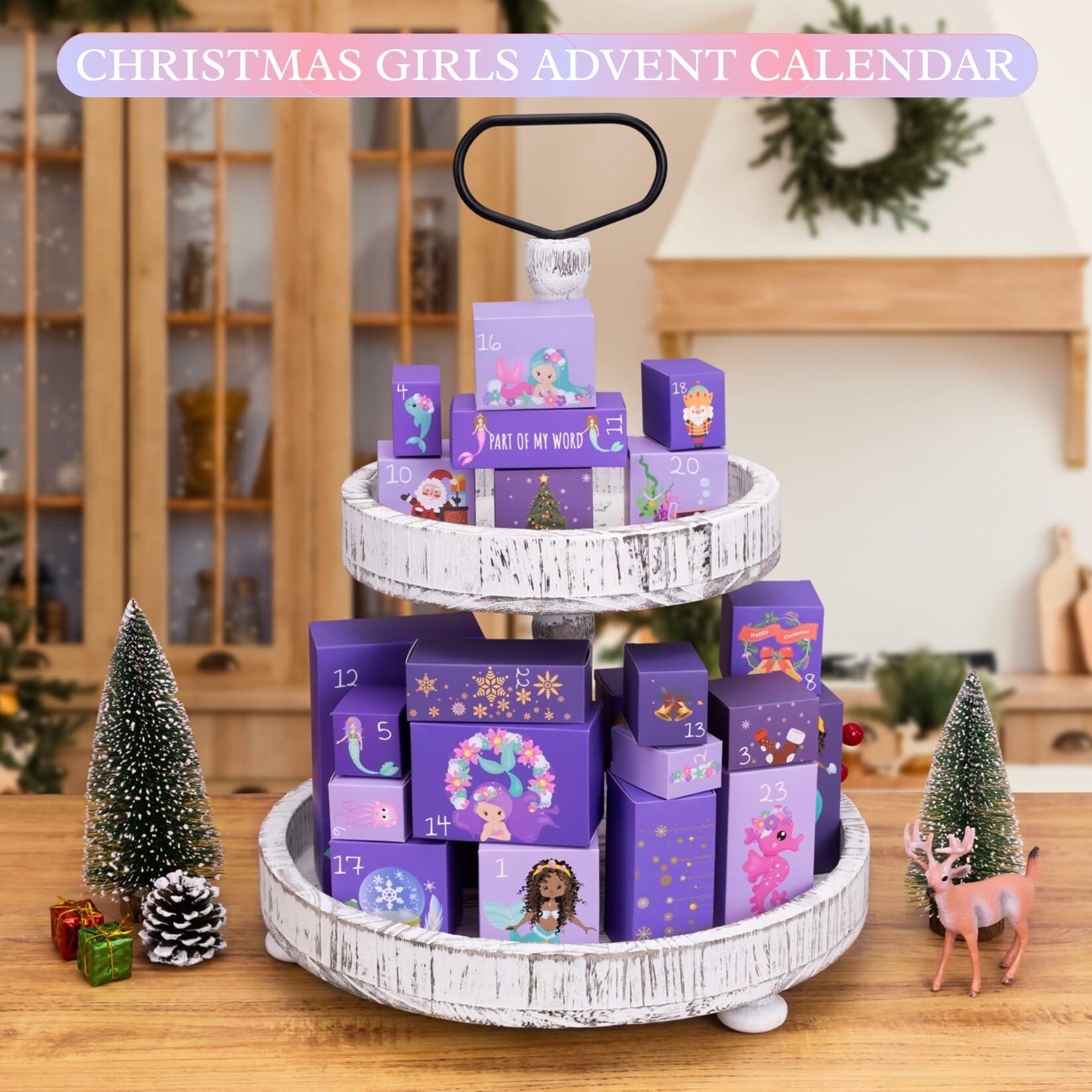 GOGREENWOVEN Advent Calendar 2025 37Pcs Toy Mermaid Purple Xmas Countdown