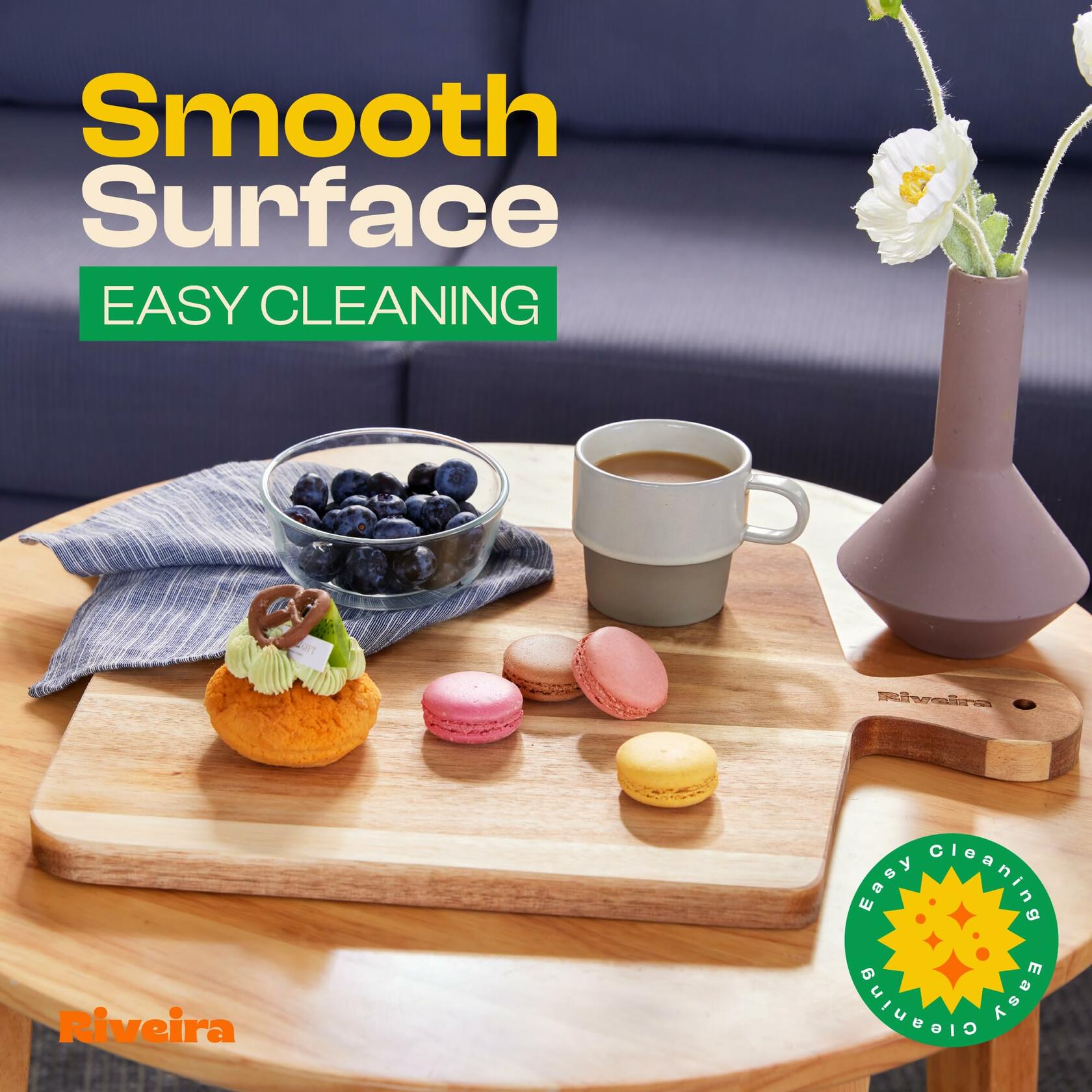 Riveira Maple Wood Cutting Board Natural with Juice Grooves Durable Kitchen