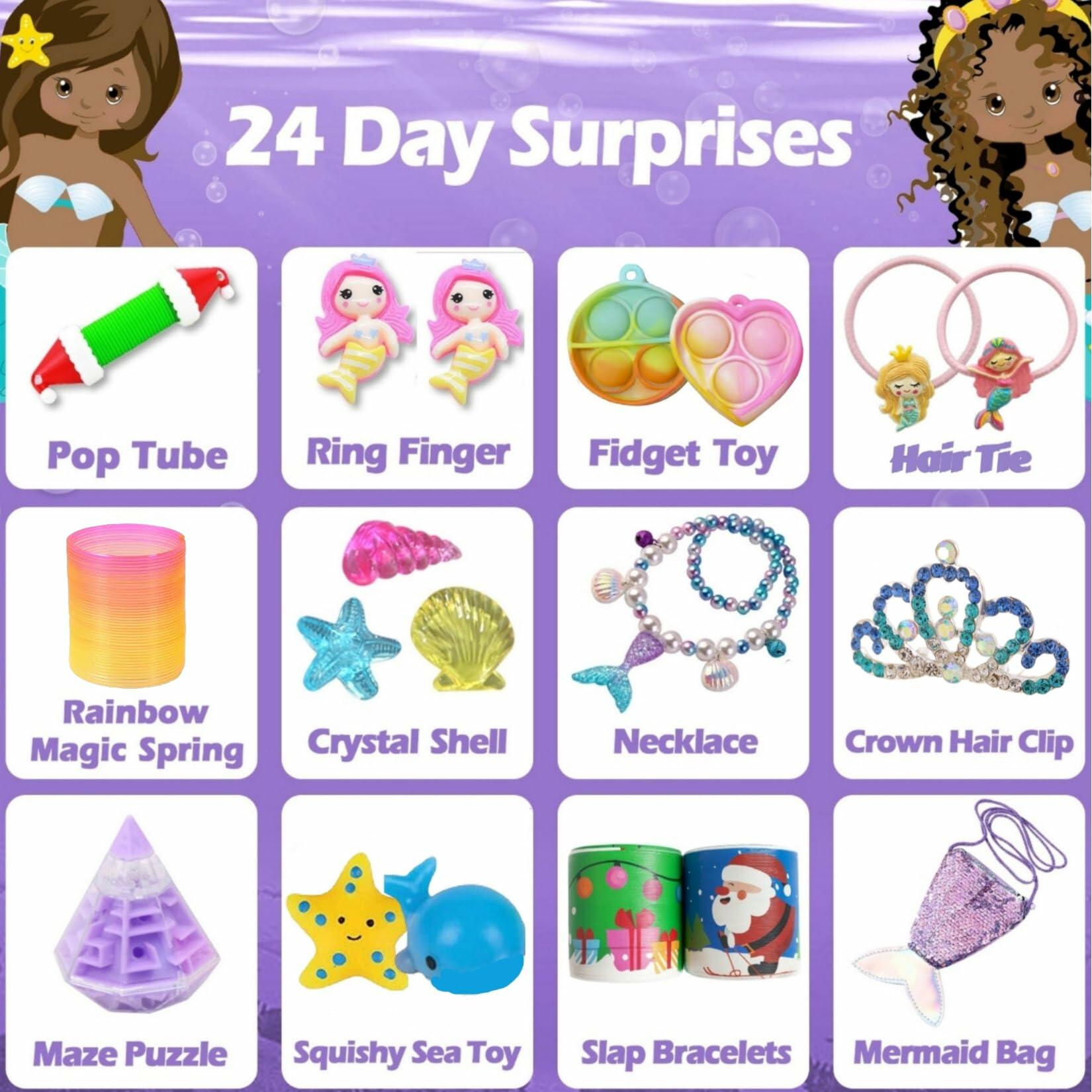 GOGREENWOVEN Advent Calendar 2025 37Pcs Toy Mermaid Purple Xmas Countdown