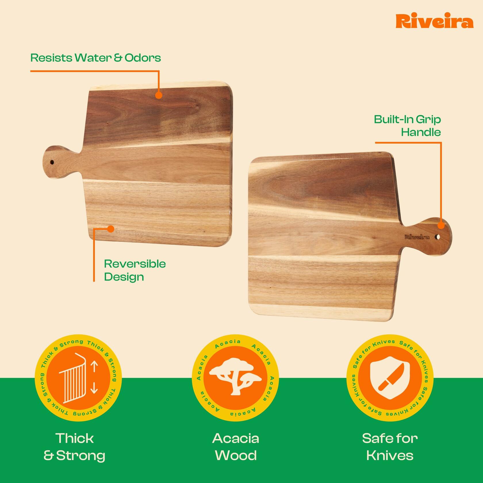 Riveira Maple Wood Cutting Board Natural with Juice Grooves Durable Kitchen