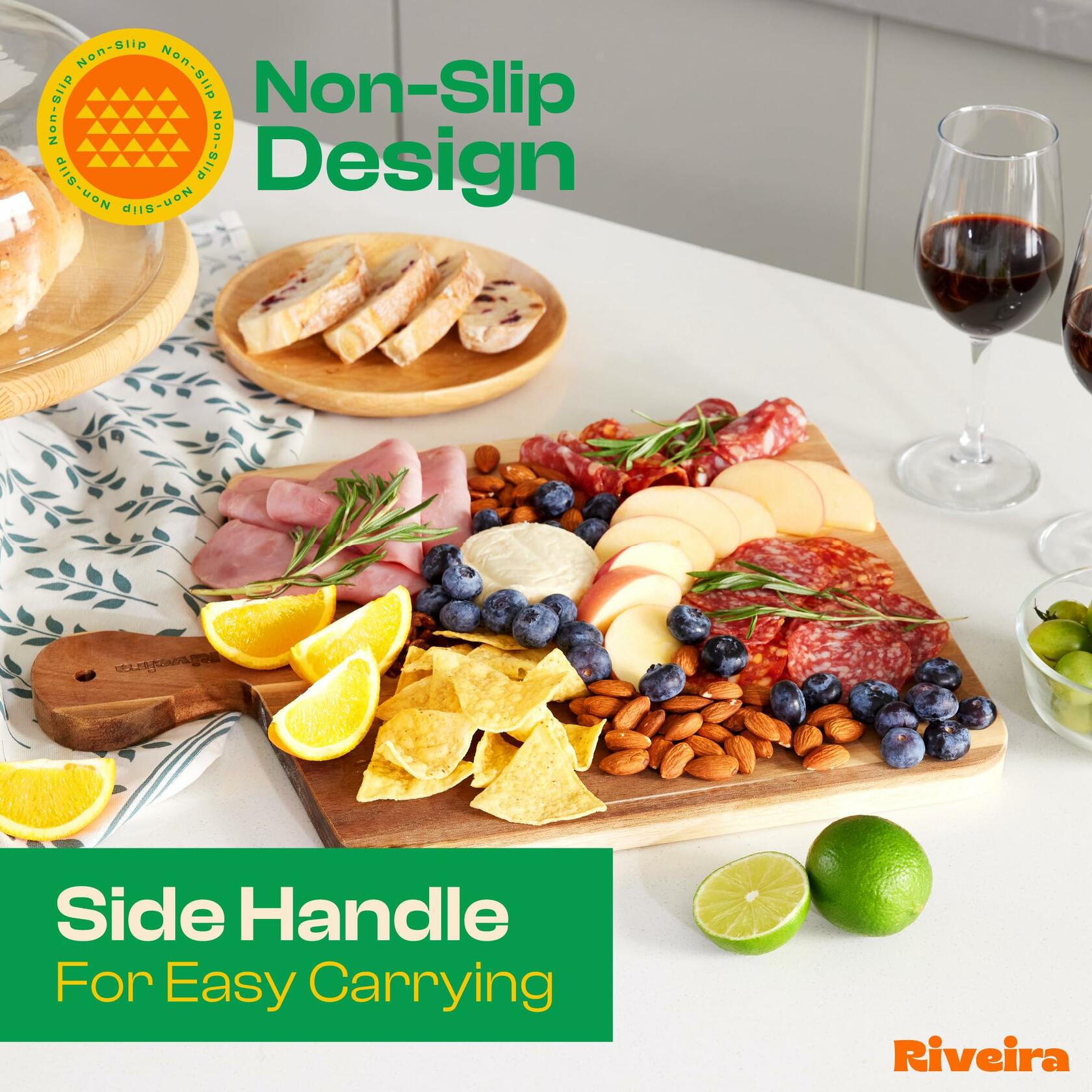 Riveira Maple Wood Cutting Board Natural with Juice Grooves Durable Kitchen