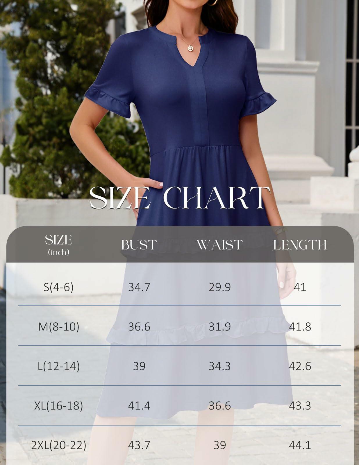 DRESSTELLS Womens Casual Ruffle V Neck Midi Dress Ivory Plus Size 2XL