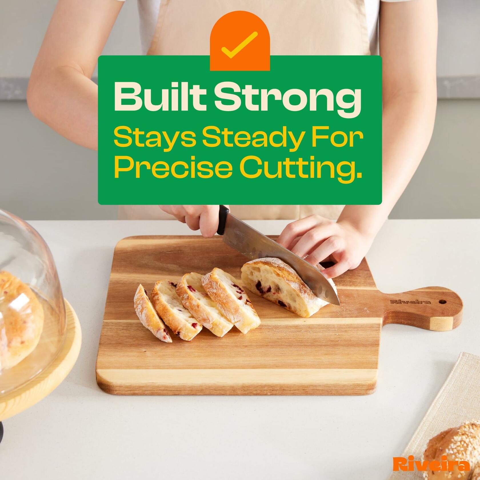 Riveira Maple Wood Cutting Board Natural with Juice Grooves Durable Kitchen