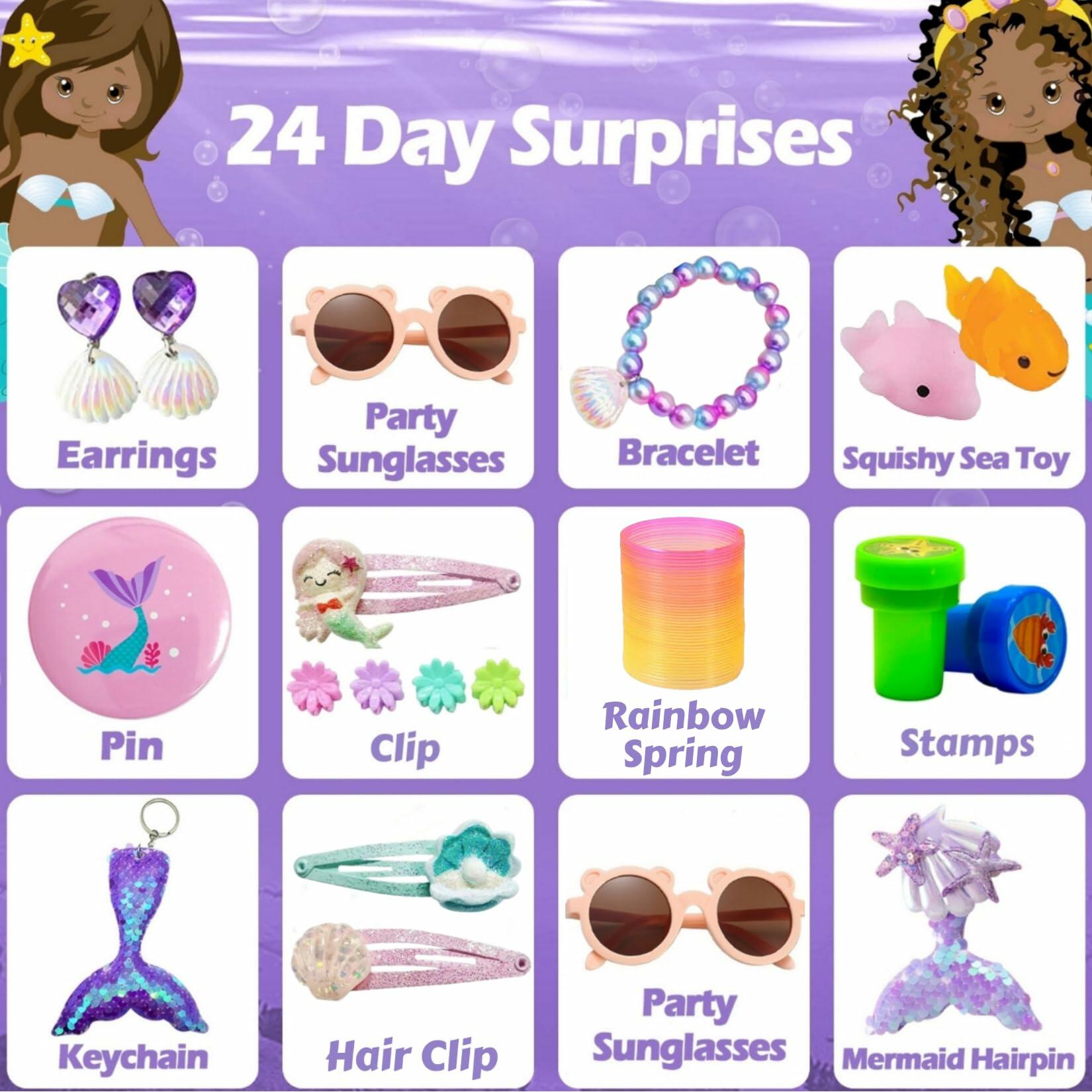 GOGREENWOVEN Advent Calendar 2025 37Pcs Toy Mermaid Purple Xmas Countdown