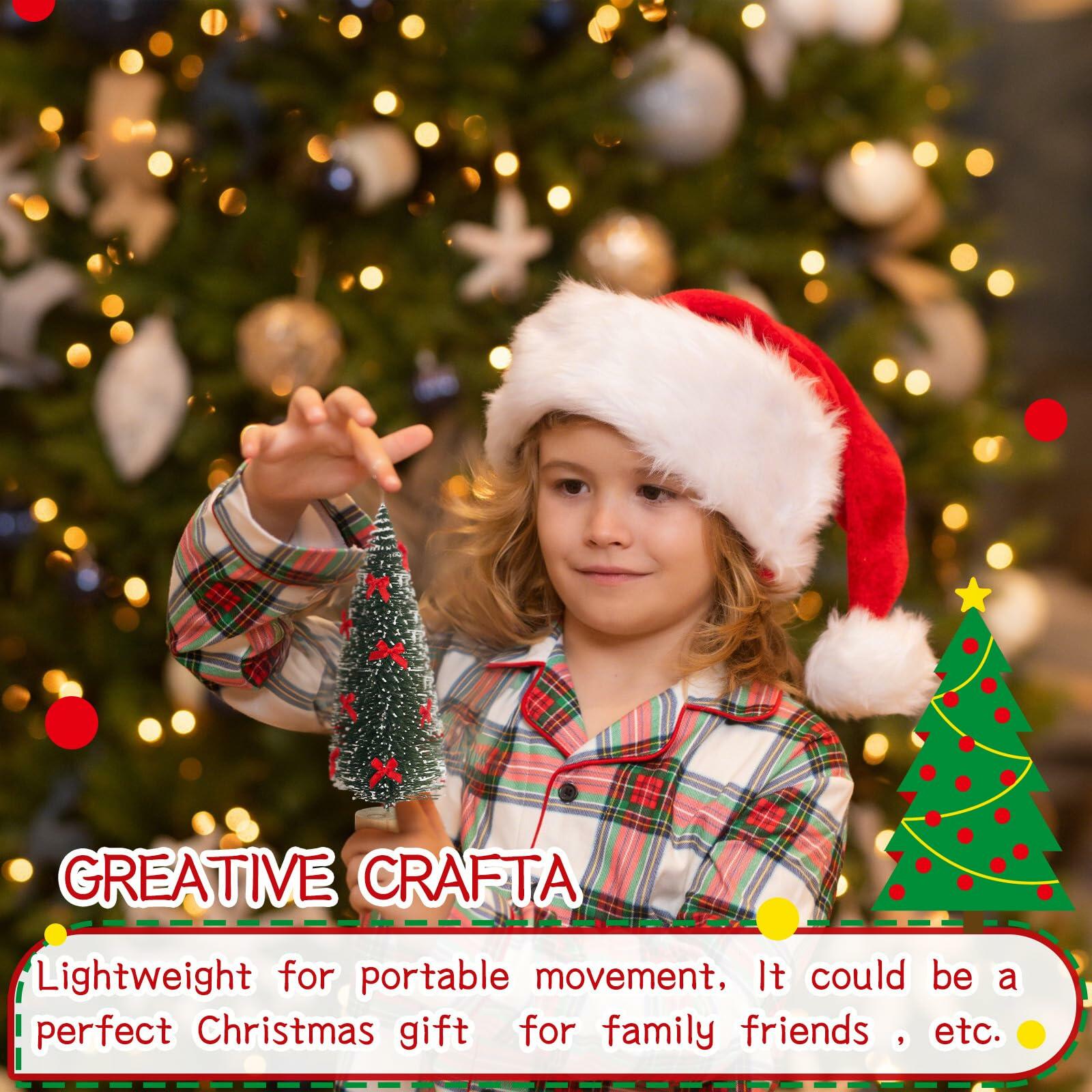 Soaoo 12 Pack Bottle Brush Christmas Trees 5-10in Wood Base Green Silver