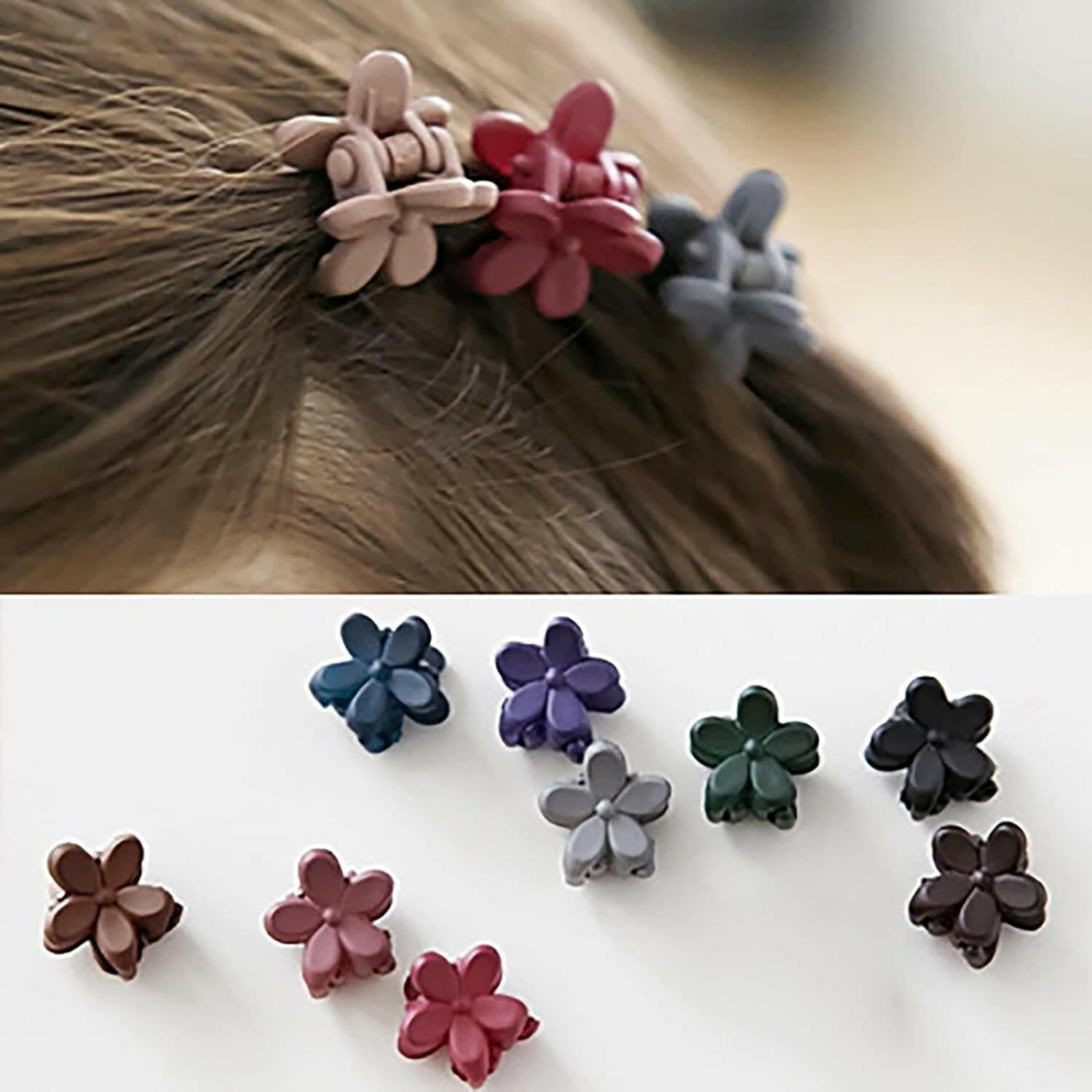 CYHYII 20Pcs Mini Colorful Flower Hair Pins Clips Barrettes Plastic
