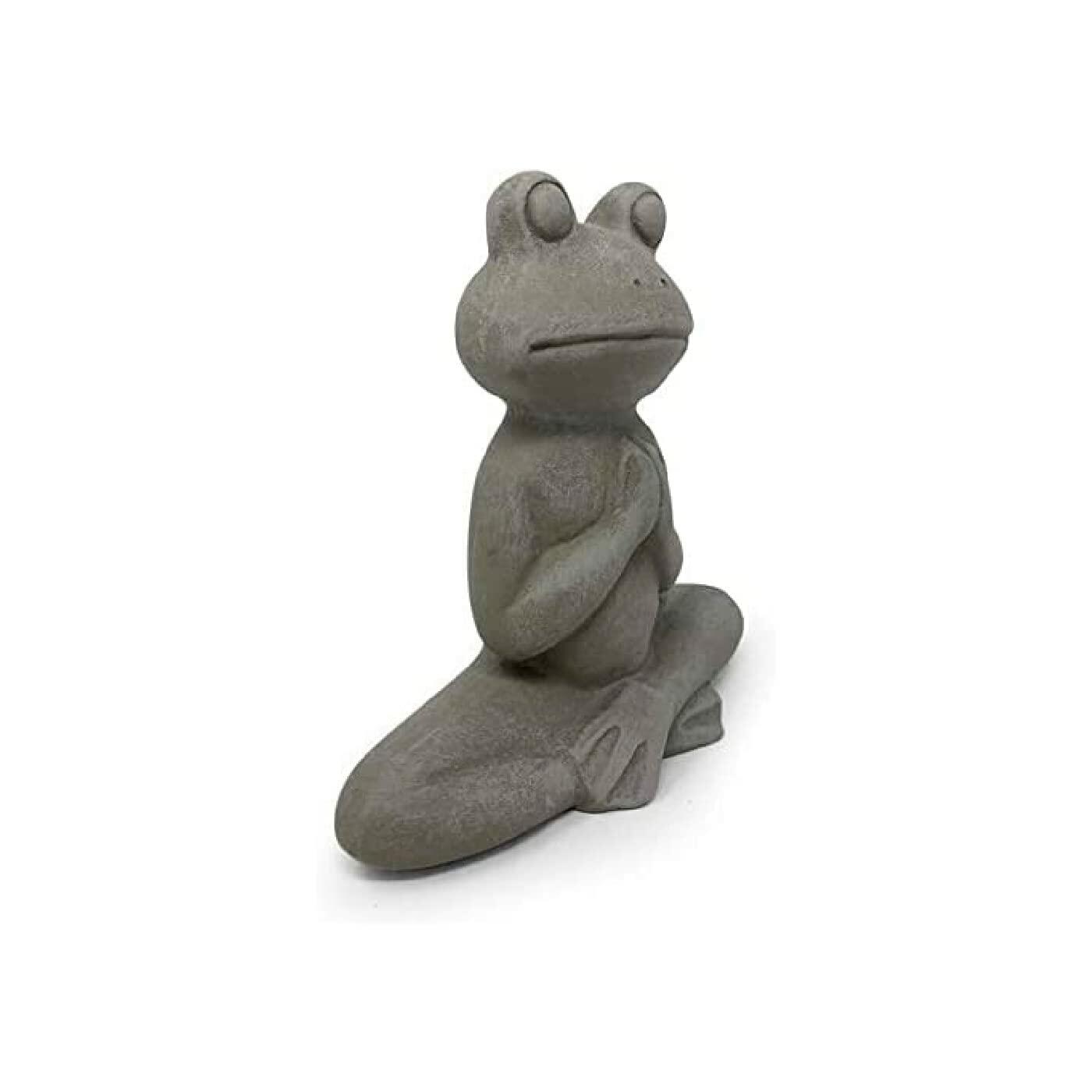 Elly Décor 8.5" Ceramic Zen Meditating Frog Statue Gray Indoor Outdoor