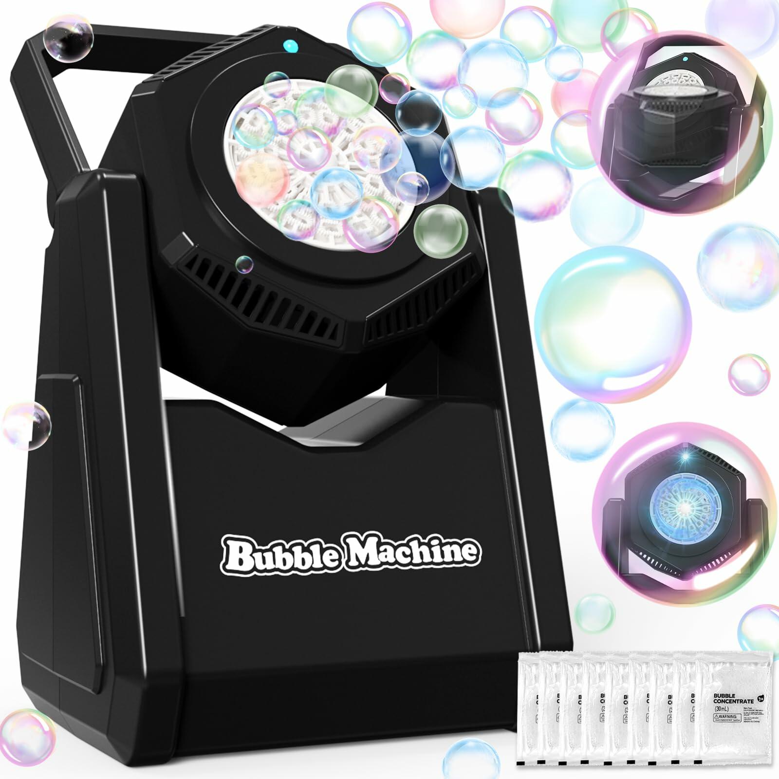 LunaVitalia Bubble Machine Automatic Bubble Blower 90° Adjustable Battery