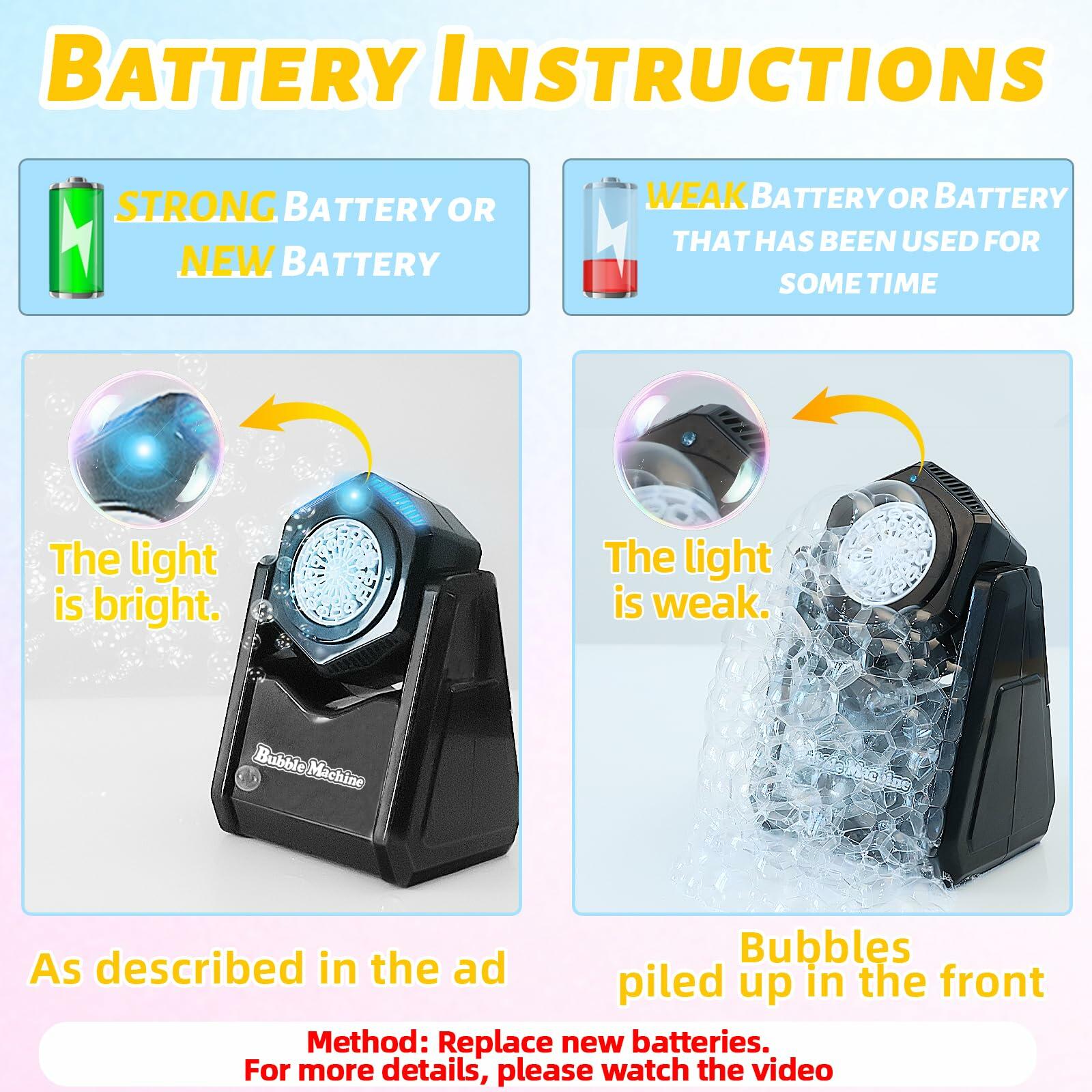 LunaVitalia Bubble Machine Automatic Bubble Blower 90° Adjustable Battery