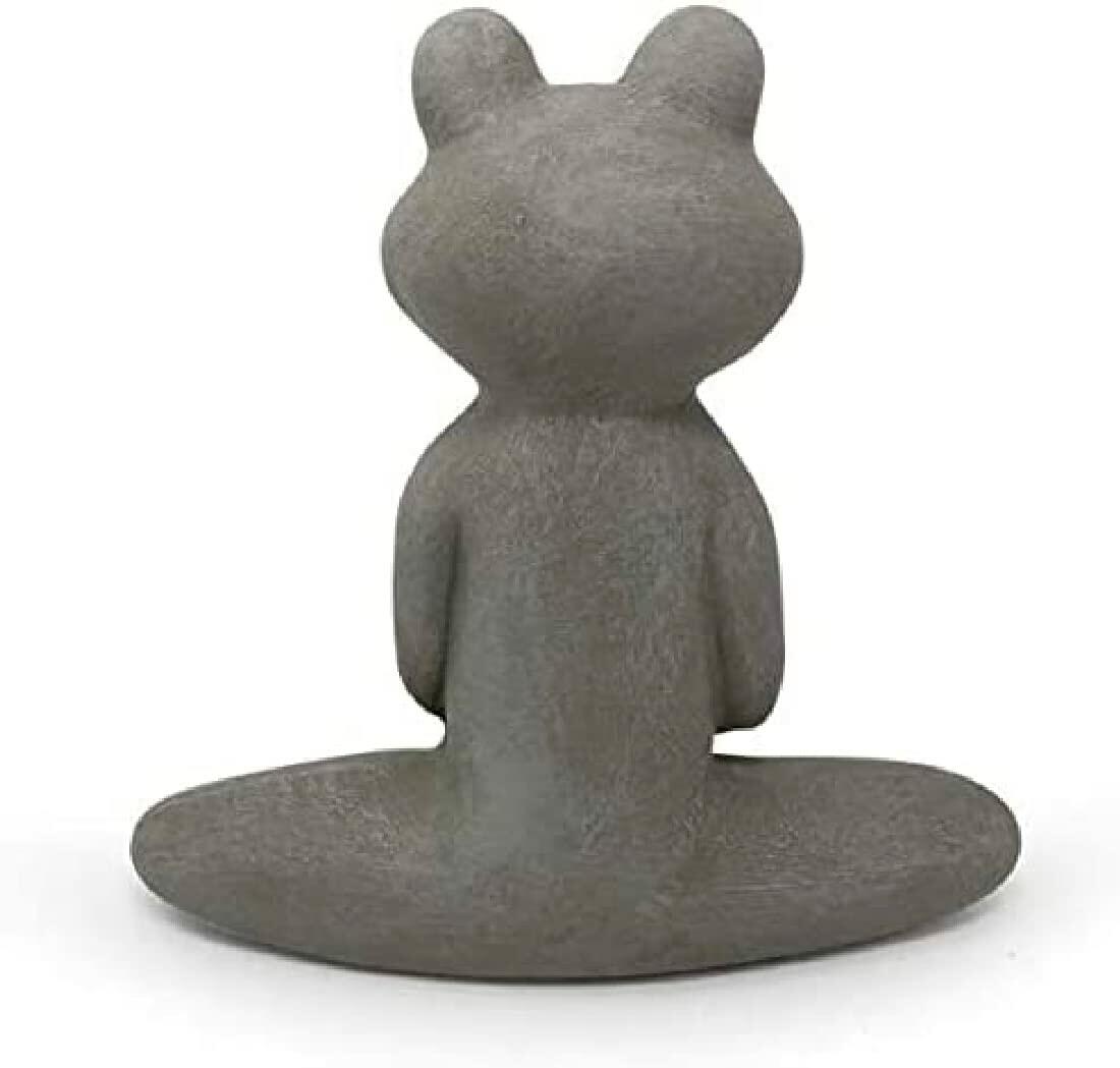 Elly Décor 8.5" Ceramic Zen Meditating Frog Statue Gray Indoor Outdoor