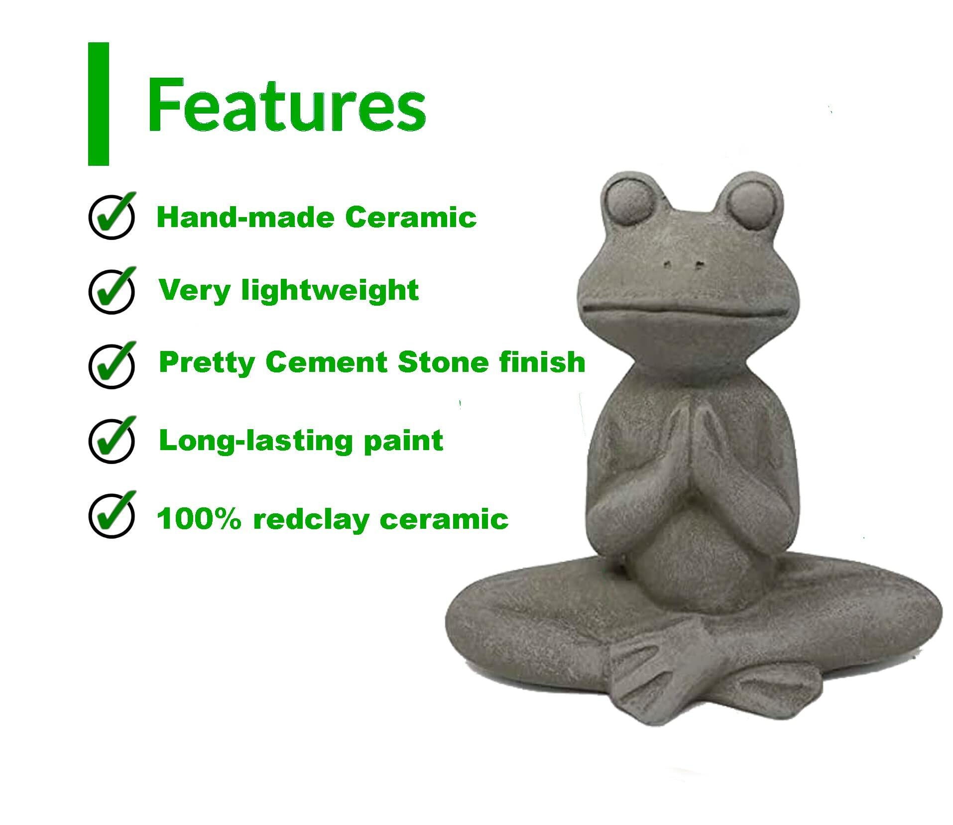 Elly Décor 8.5" Ceramic Zen Meditating Frog Statue Gray Indoor Outdoor