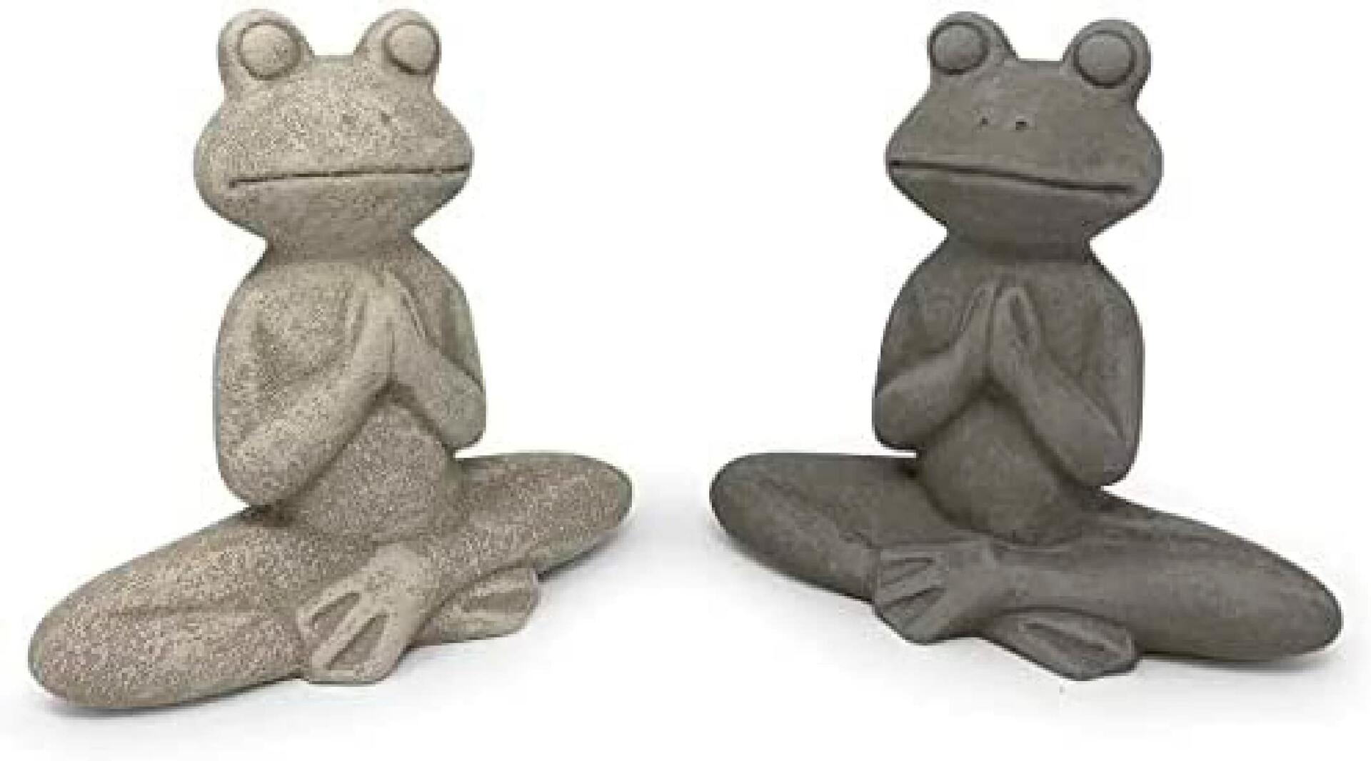 Elly Décor 8.5" Ceramic Zen Meditating Frog Statue Gray Indoor Outdoor
