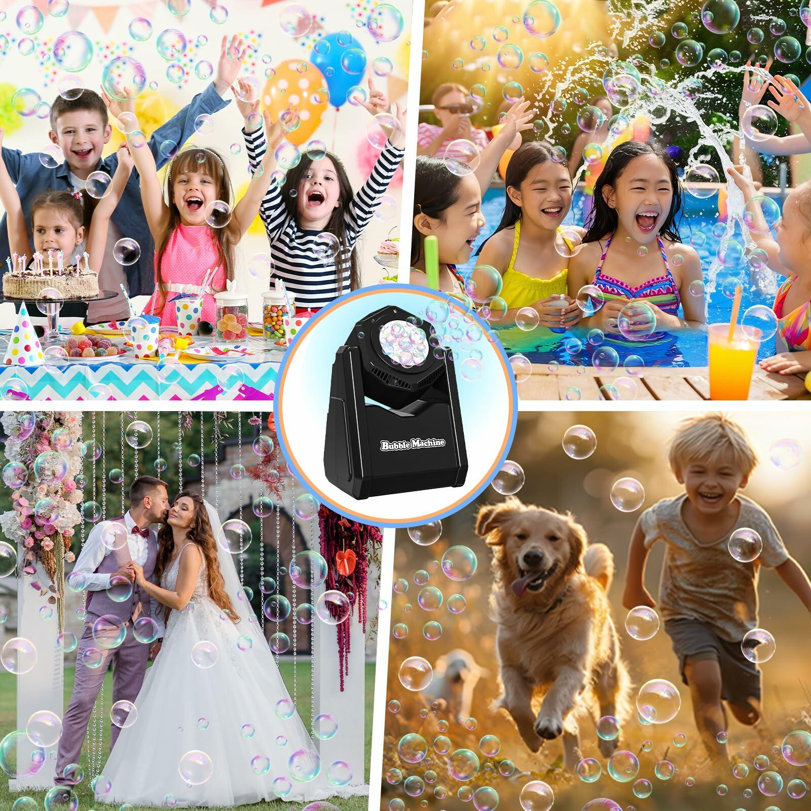 LunaVitalia Bubble Machine Automatic Bubble Blower 90° Adjustable Battery
