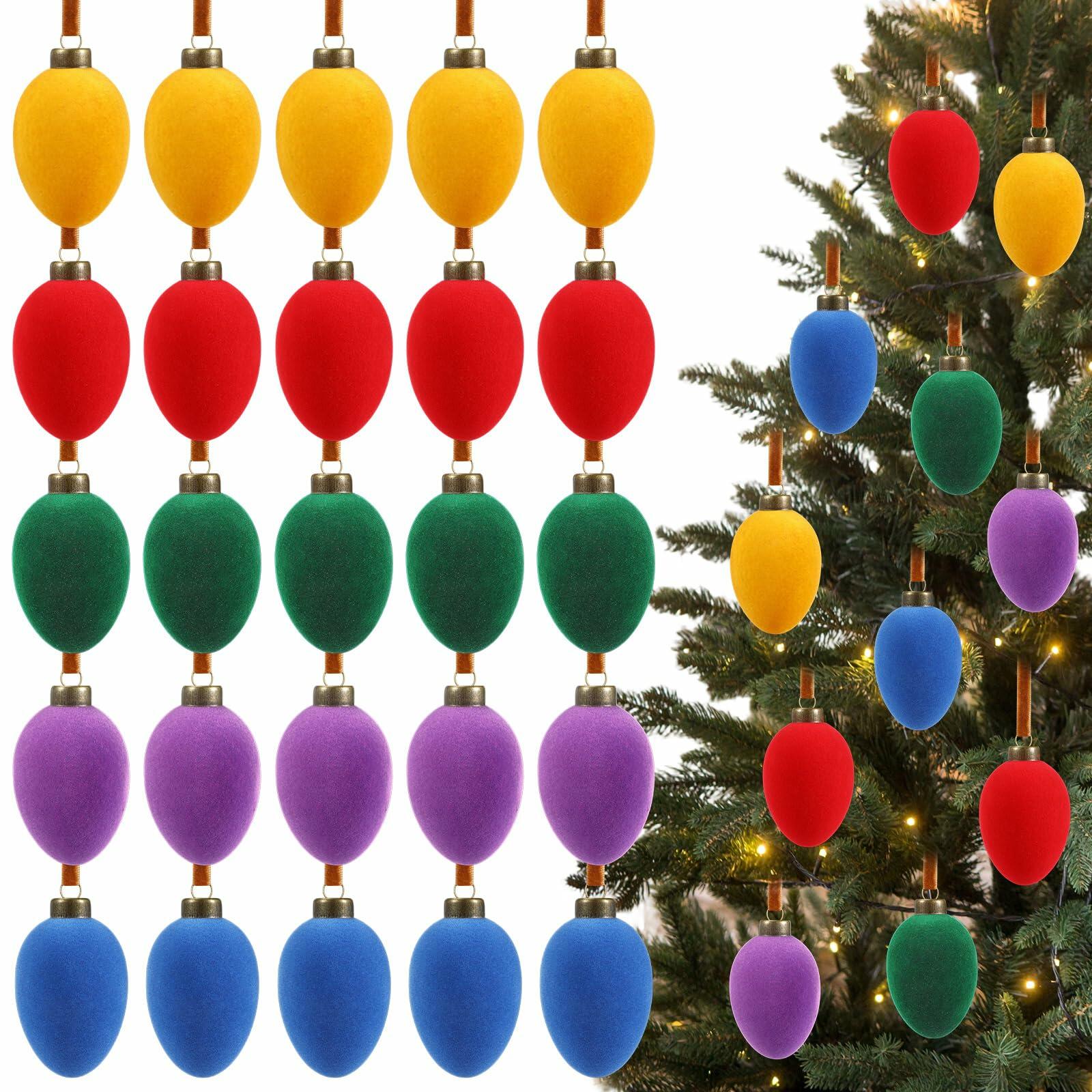 Hollowfly Christmas Velvet Balls Ornaments 2.36'' Rainbow 15 Pcs Shatterproof