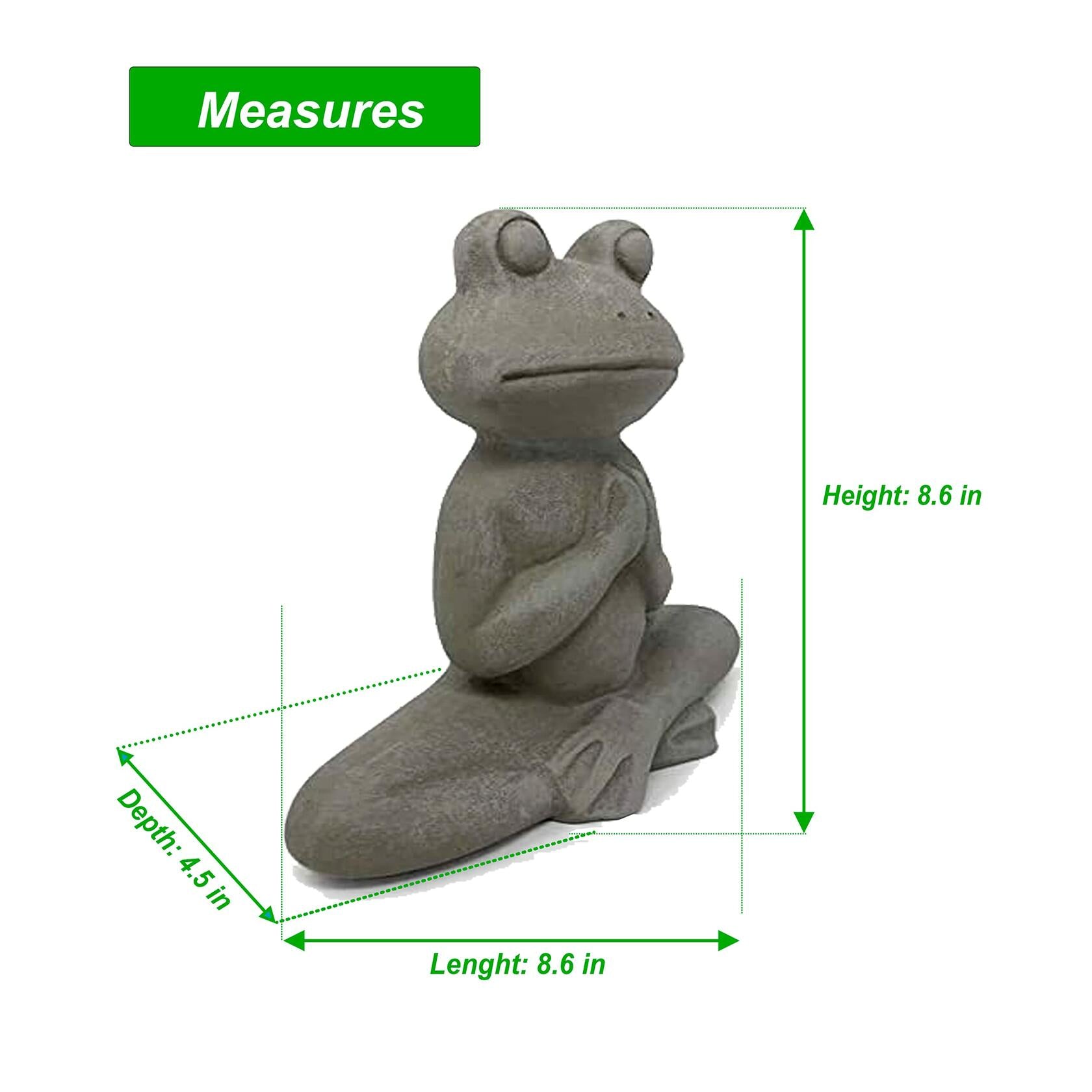 Elly Décor 8.5" Ceramic Zen Meditating Frog Statue Gray Indoor Outdoor