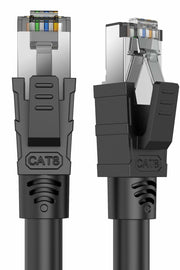 Qiuean Cat 8 Ethernet Cable 1.5ft Black RJ45 Shielded Patch Cord LAN