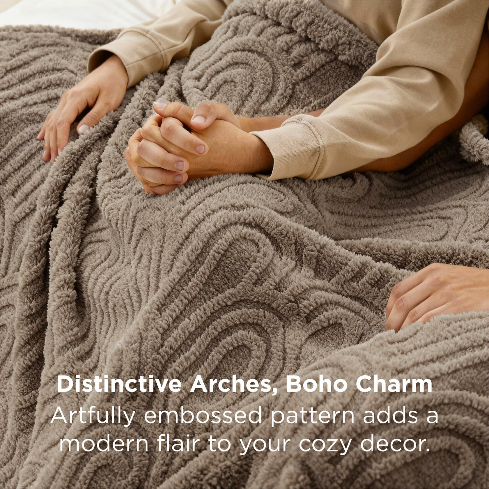 Bedsure GentleSoft Fleece Blanket Queen Size Brown 90x90 Inches