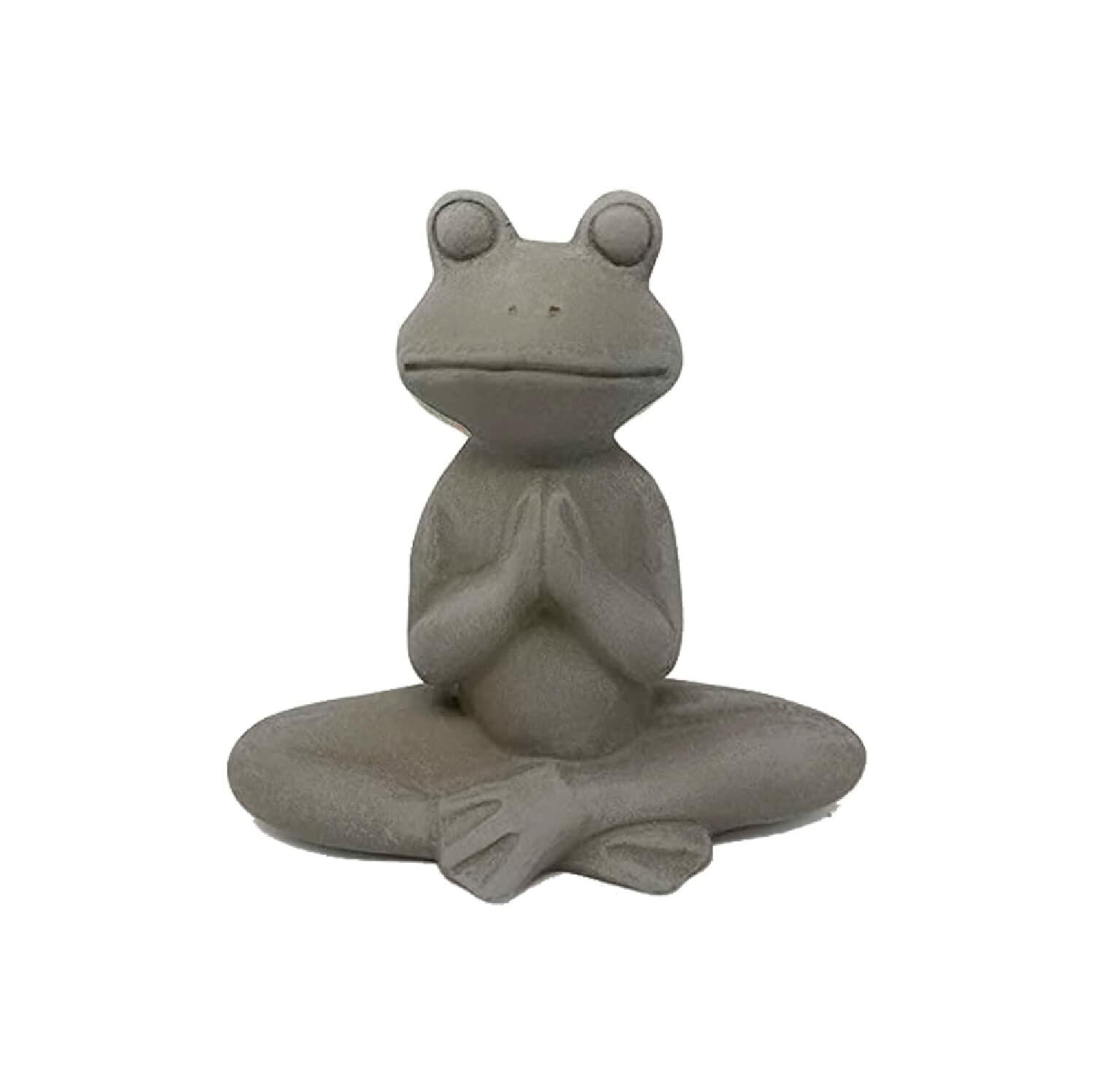 Elly Décor 8.5" Ceramic Zen Meditating Frog Statue Gray Indoor Outdoor