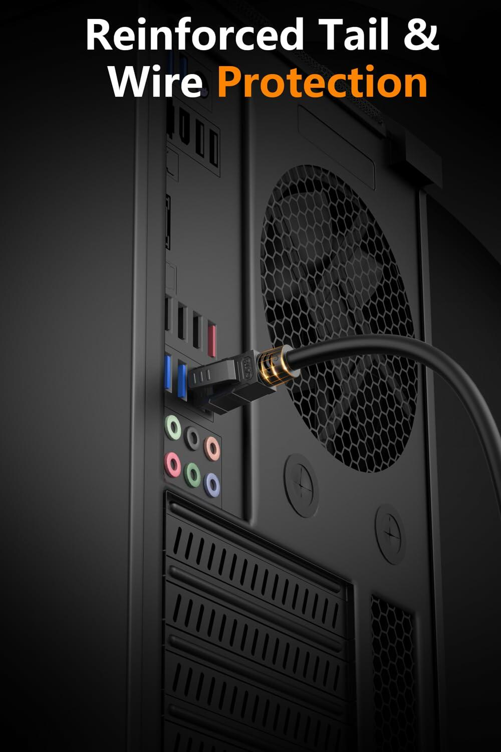 Qiuean Cat 8 Ethernet Cable 1.5ft Black RJ45 Shielded Patch Cord LAN