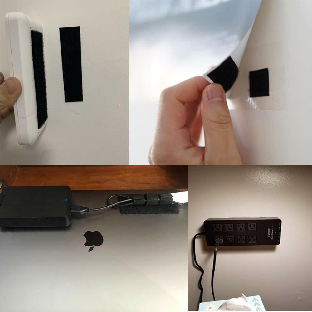 Melsan 1x4in Hook and Loop Strips Adhesive Black 15 Sets Strong Mounting Tape