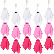 Tegeme 15 Pcs Pink Halloween Ghost Decor 4 Inch Pastel Hanging Ornaments