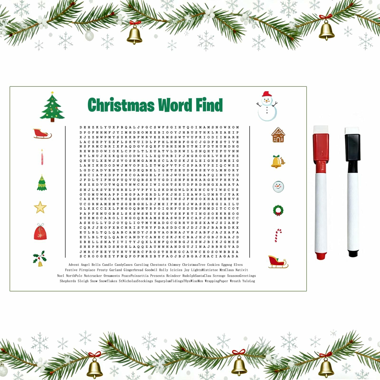 Christmas Word Search Poster Jumbo 36x24in 50 Words Holiday Game