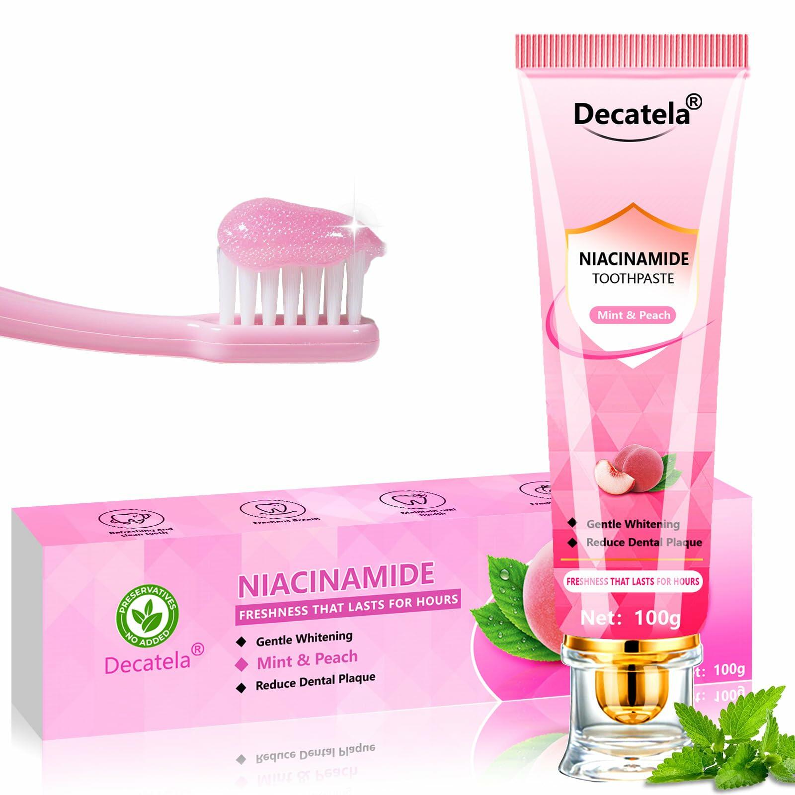 Decatela Niacinamide Whitening Toothpaste Peach Mint Flavor Fluoride-Free