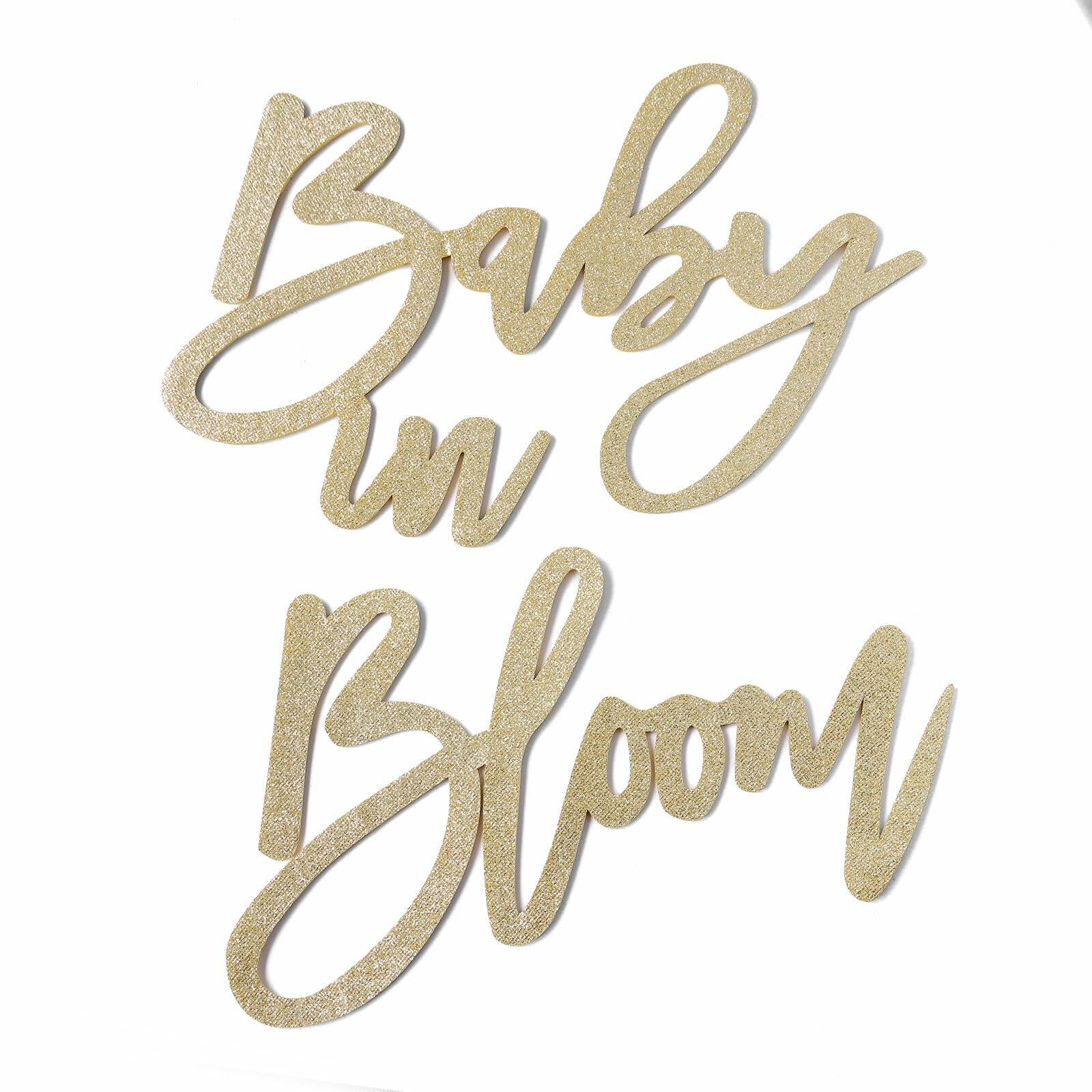ymhchicc Champagne Baby in Bloom Glitter Felt Banner Large Baby Shower