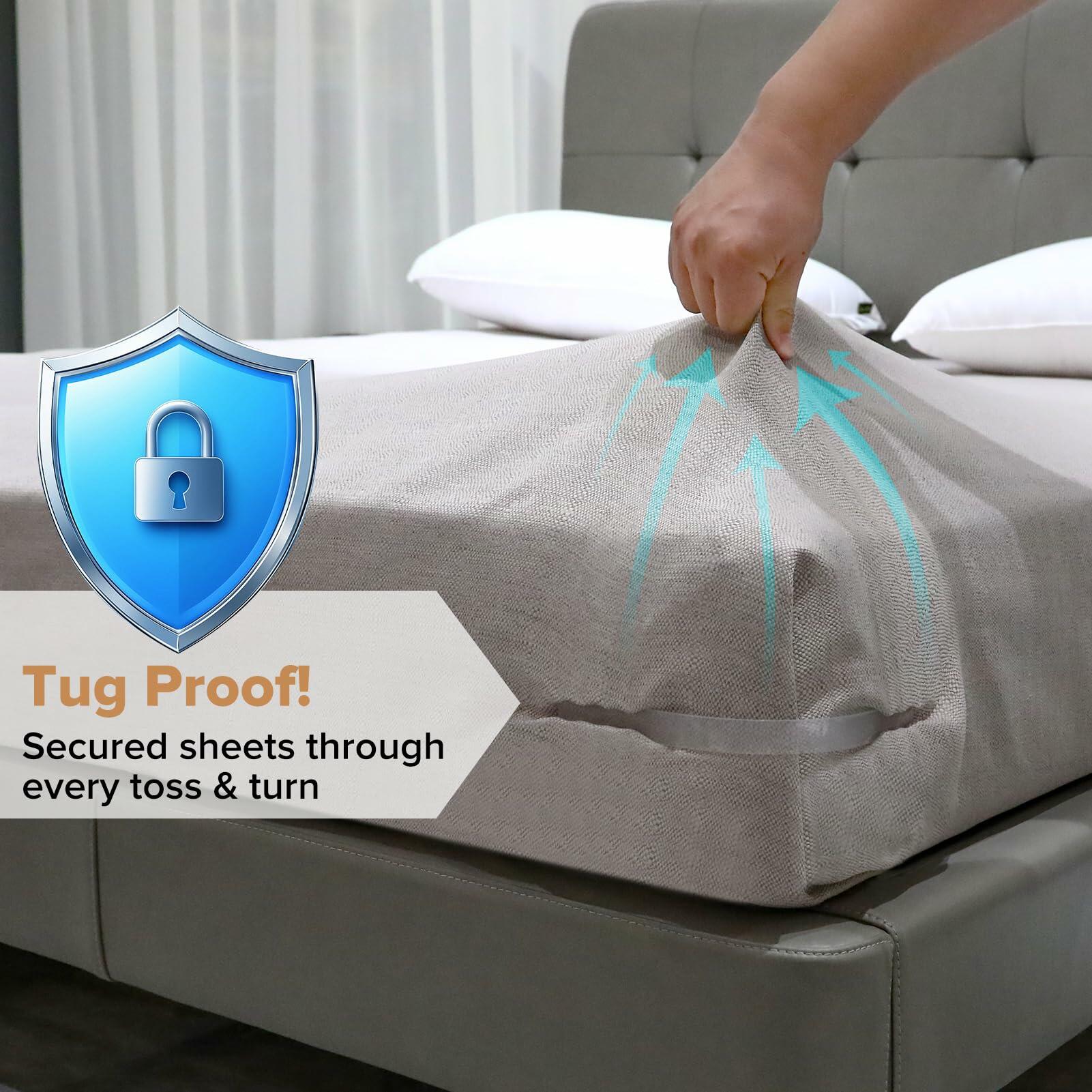 Taigin Lock Bed Sheet Holders Straps 4pcs Grey Fit All Mattresses