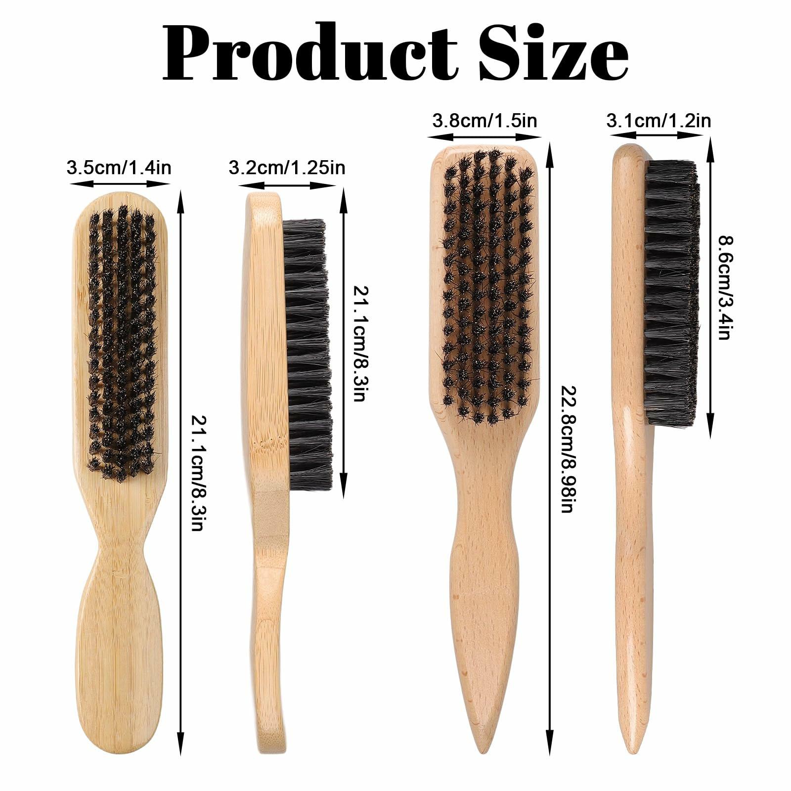 LLMSIX 2Pcs Wooden Handle Boar Bristle Hair Brush Soft Smoothing Brown