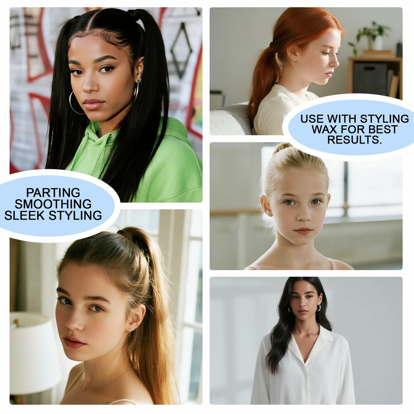 LLMSIX 2Pcs Wooden Handle Boar Bristle Hair Brush Soft Smoothing Brown