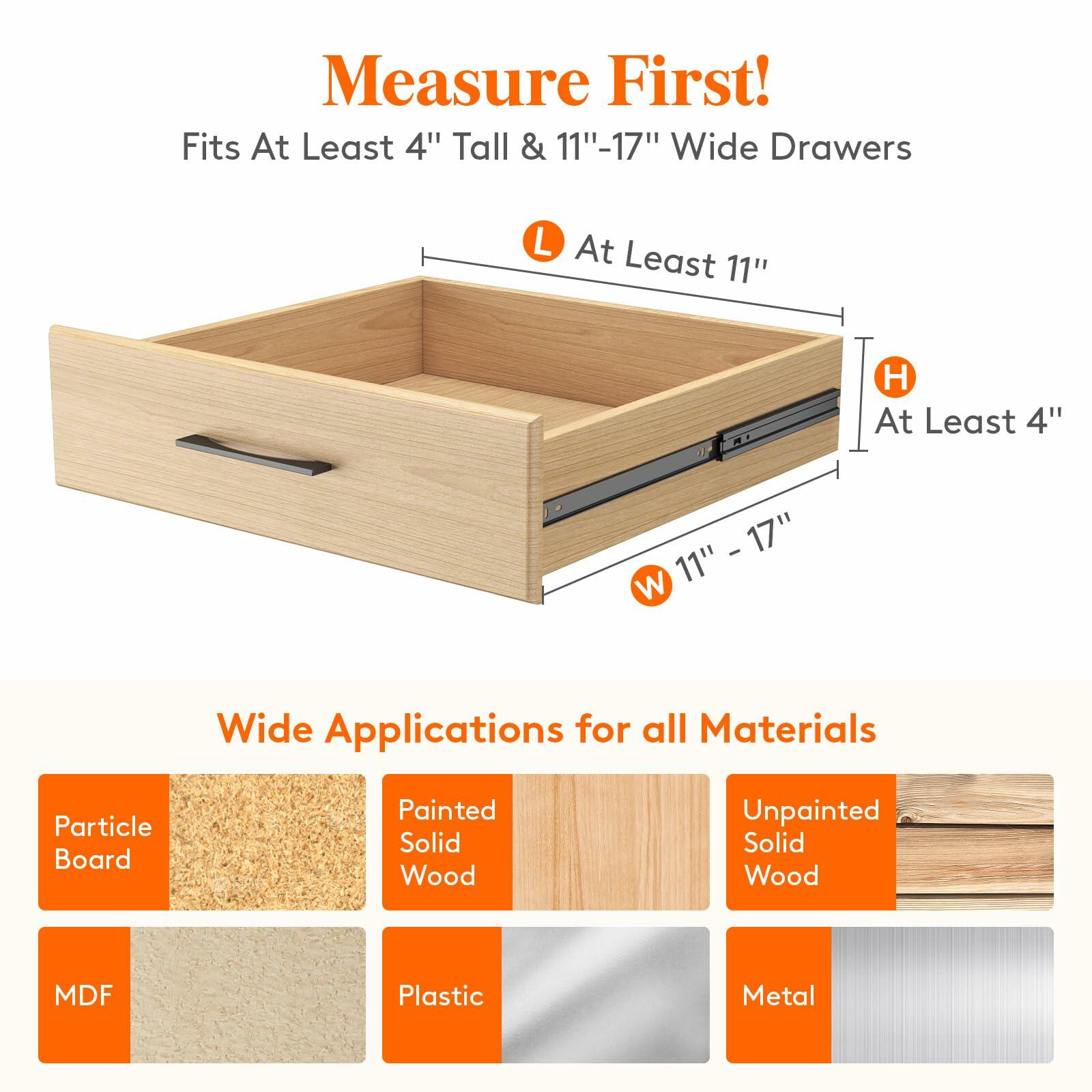 Lifewit 8 Pack Adjustable Drawer Dividers 4" High Beige 11-17" Long