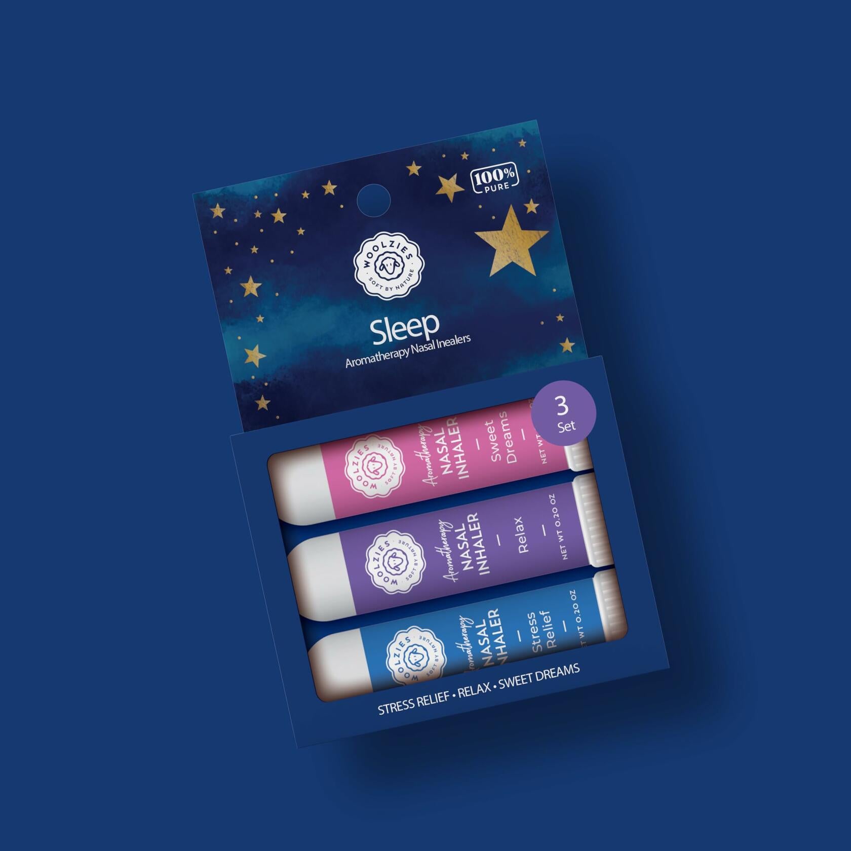 Aromatherapy Nasal Inhaler Sticks Sleep Kit 3 Pack Undiluted Essential Oils