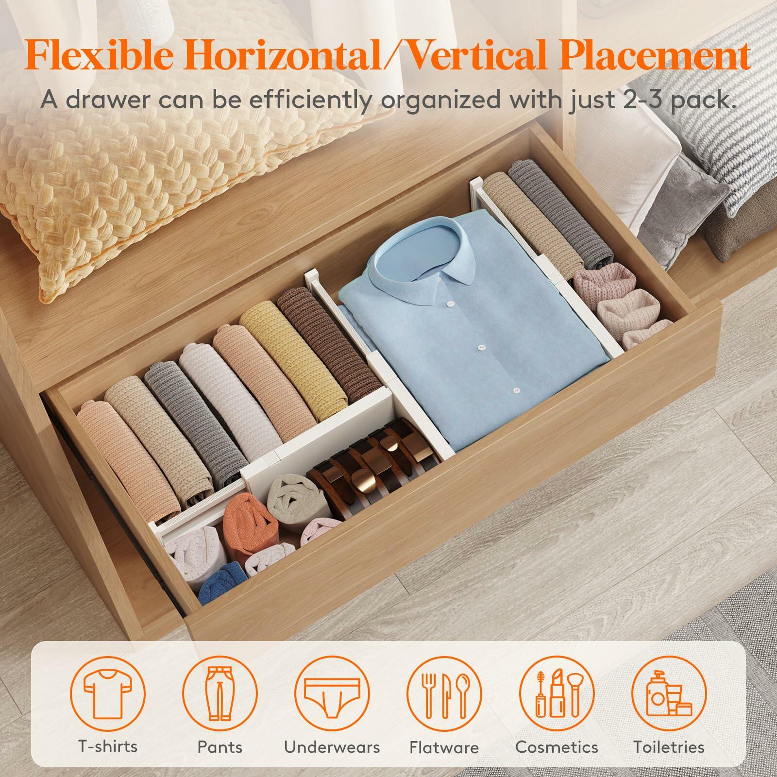 Lifewit 8 Pack Adjustable Drawer Dividers 4" High Beige 11-17" Long