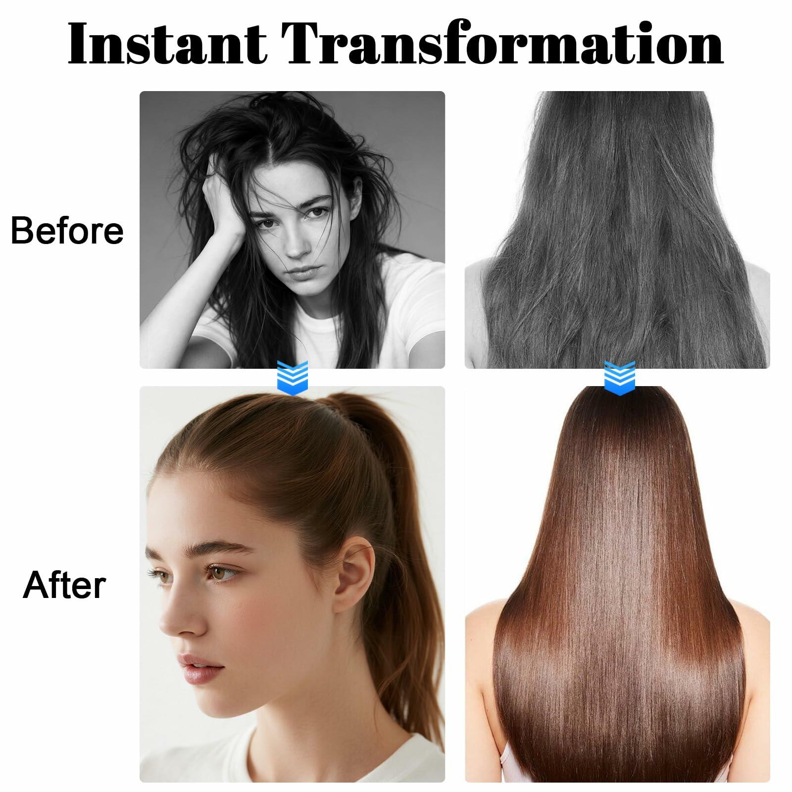 LLMSIX 2Pcs Wooden Handle Boar Bristle Hair Brush Soft Smoothing Brown