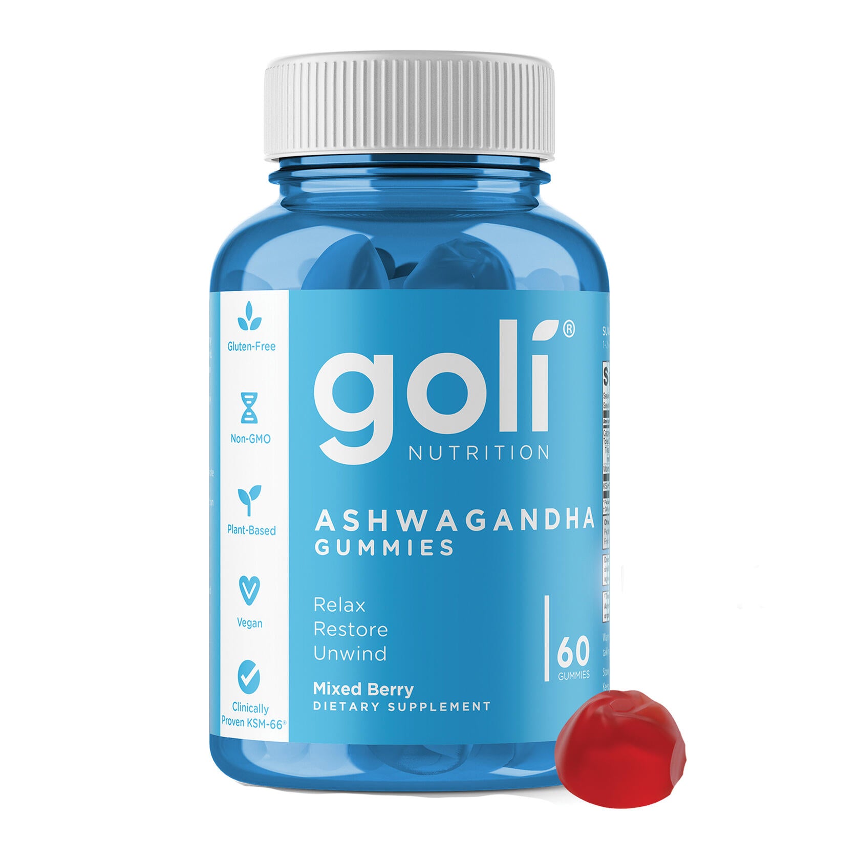 BestBy10/26 Goli Nutrition Ashwagandha Gummies Mixed Berry Flavor 60 Count