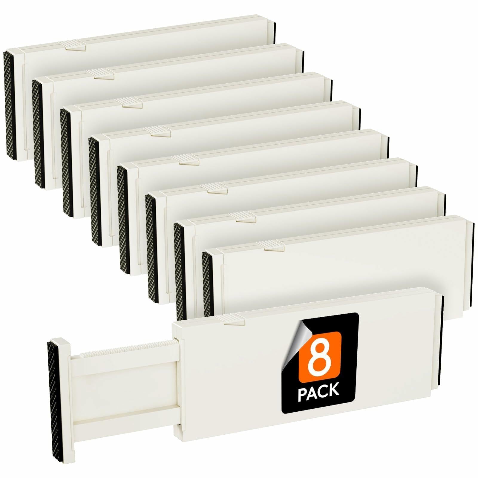 Lifewit 8 Pack Adjustable Drawer Dividers 4" High Beige 11-17" Long