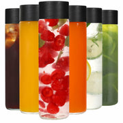 Danmu Glass Juice Bottles 16oz Leakproof Reusable 6 Pack Black Lid