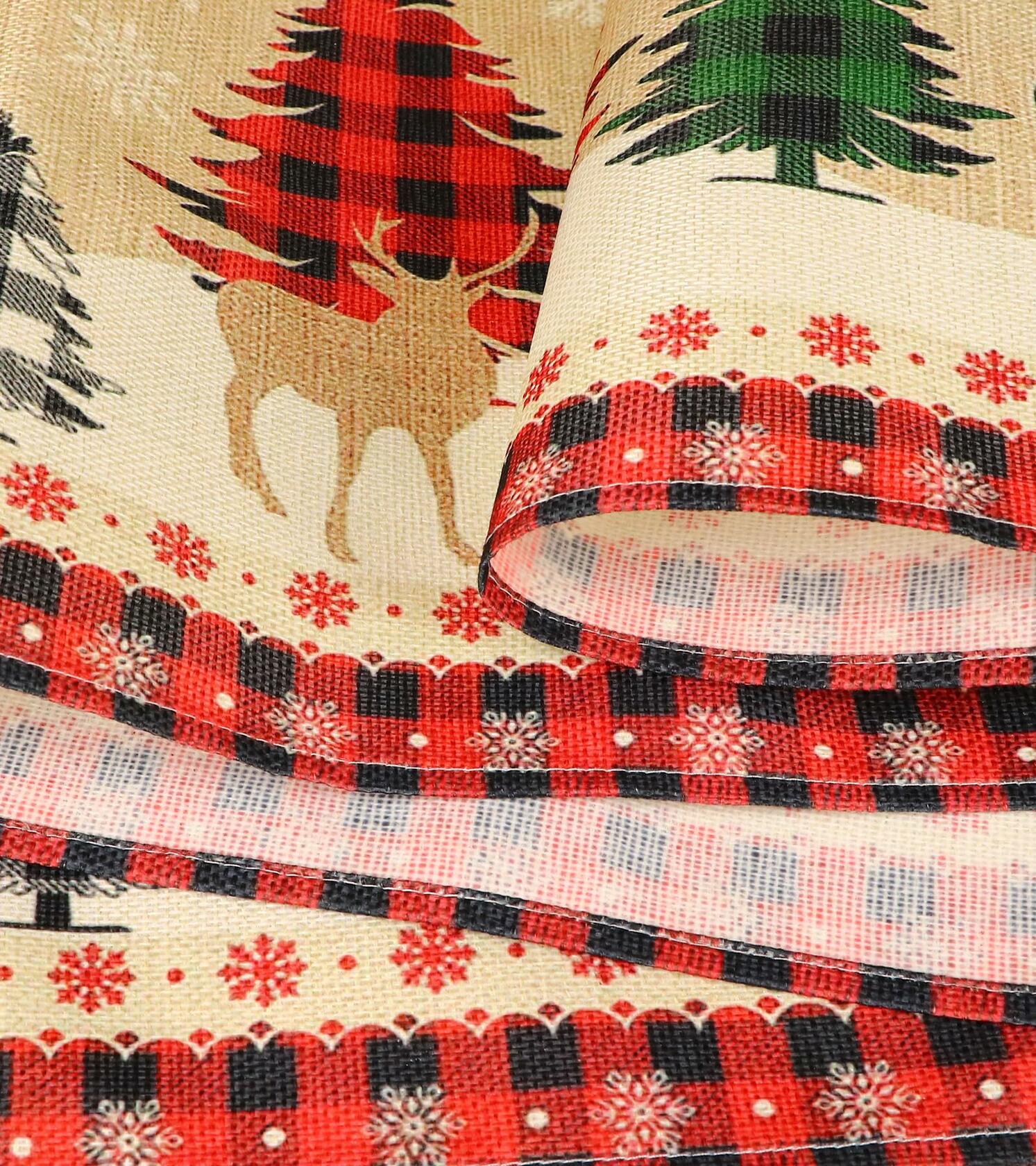 ToRhine Christmas Table Runner Linen Tree & Elk Pattern 72in Tree&elk