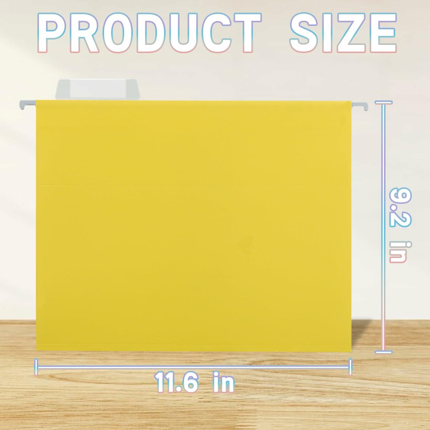 YNXPTBNC 25 Packs Hanging File Folders 1/5-cut Tab Letter Size Yellow